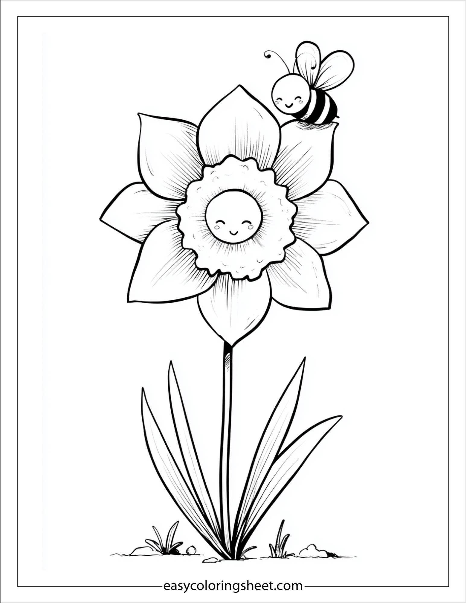 Daffodil hugging a little bee