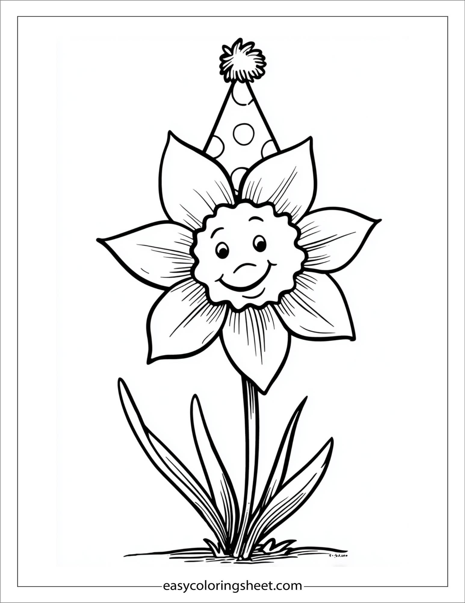 Daffodil wearing a party hat