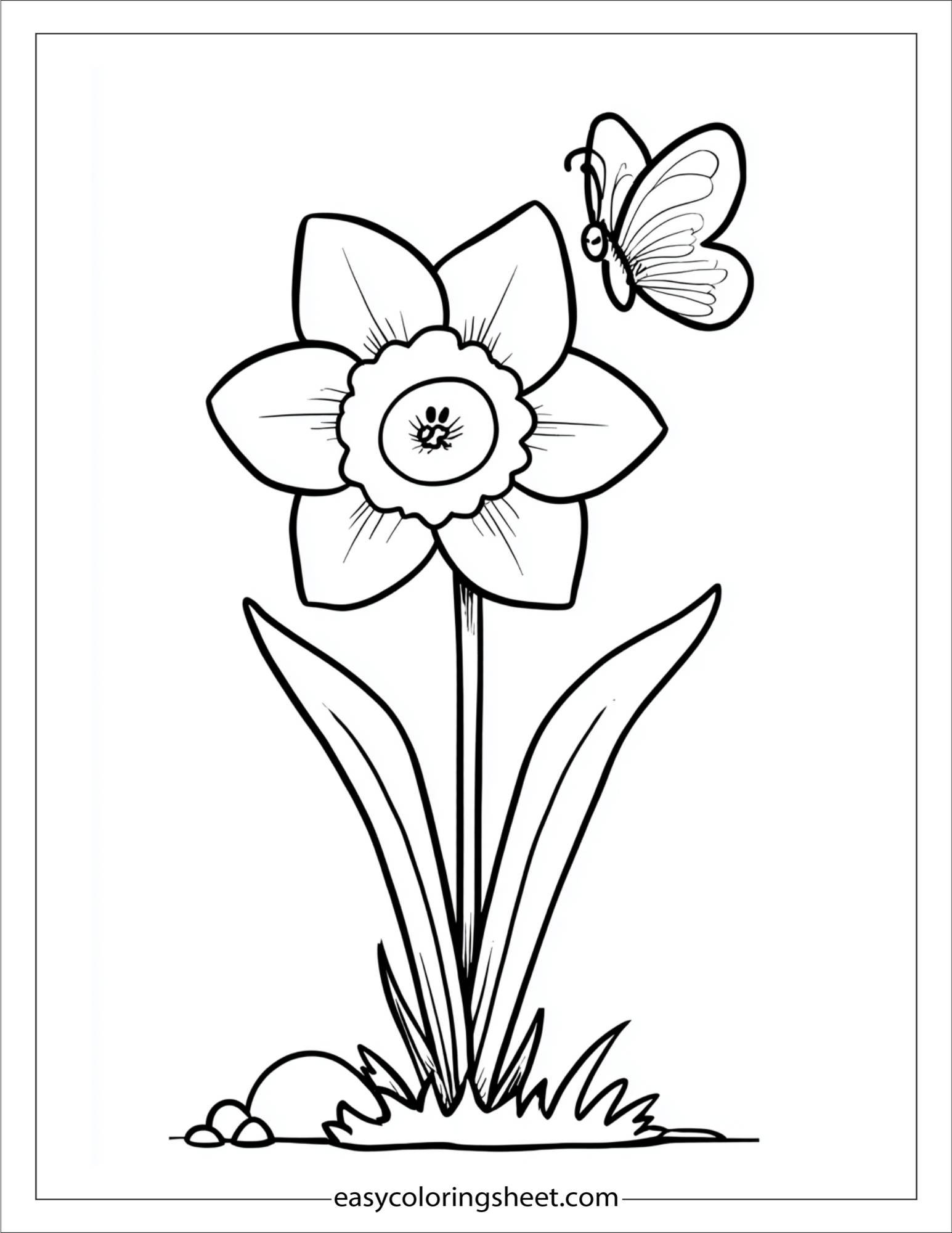 Daffodil with butterfly friend