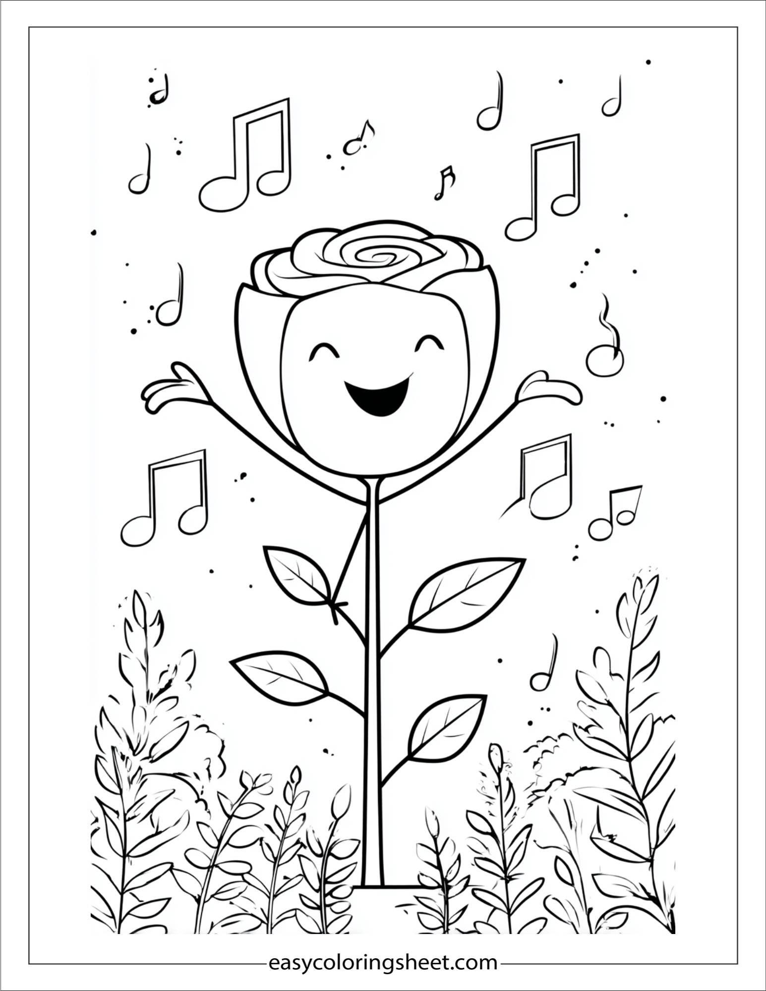 Dancing Rose with Music Notes