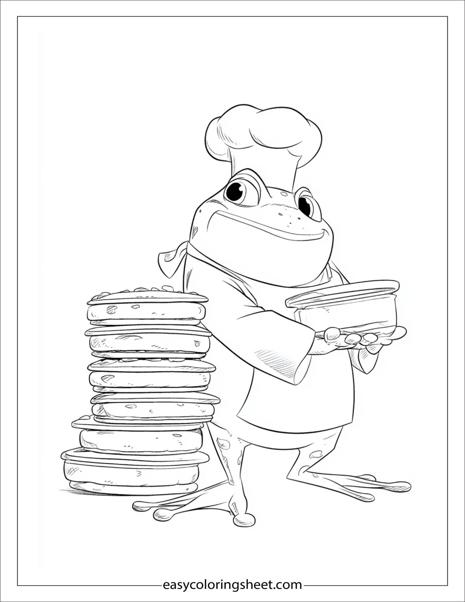 Frog baking cookies