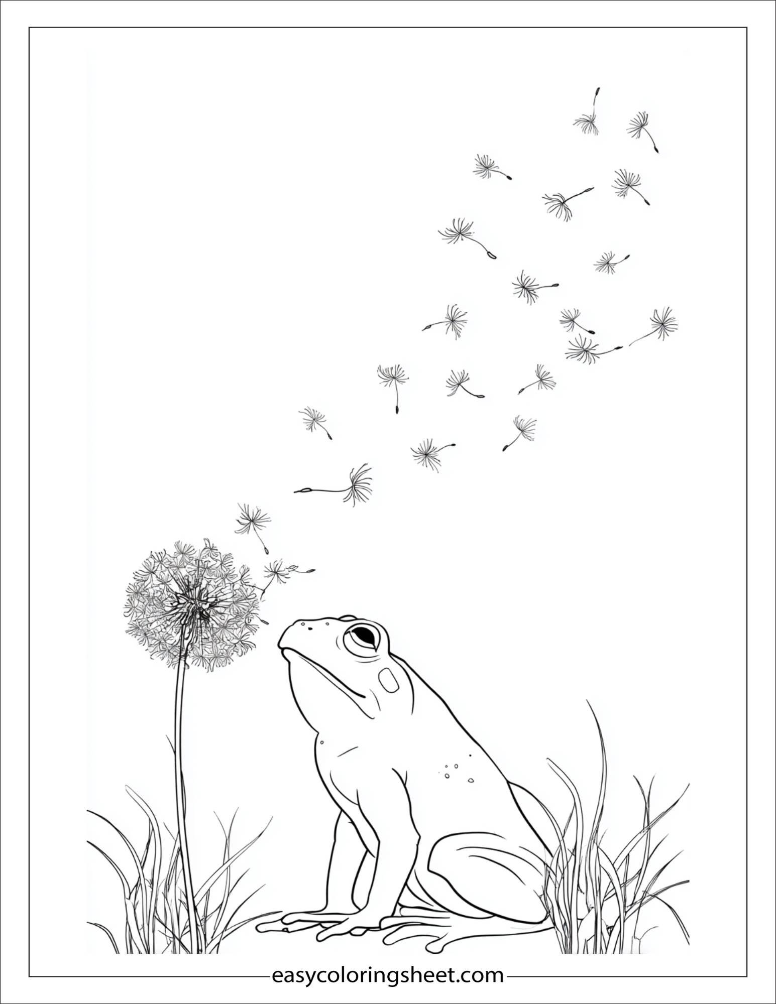 Frog blowing dandelion