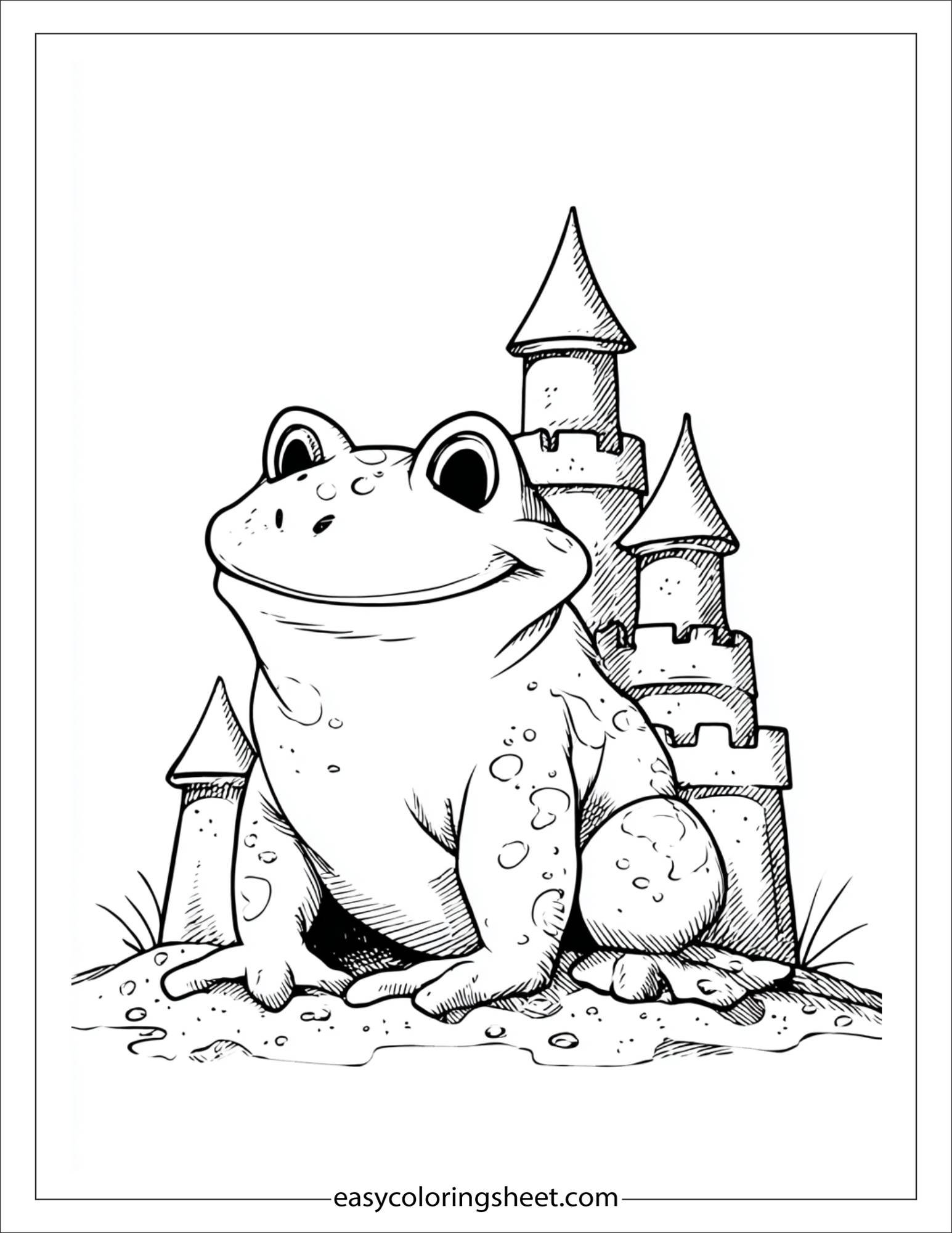Frog building sandcastle