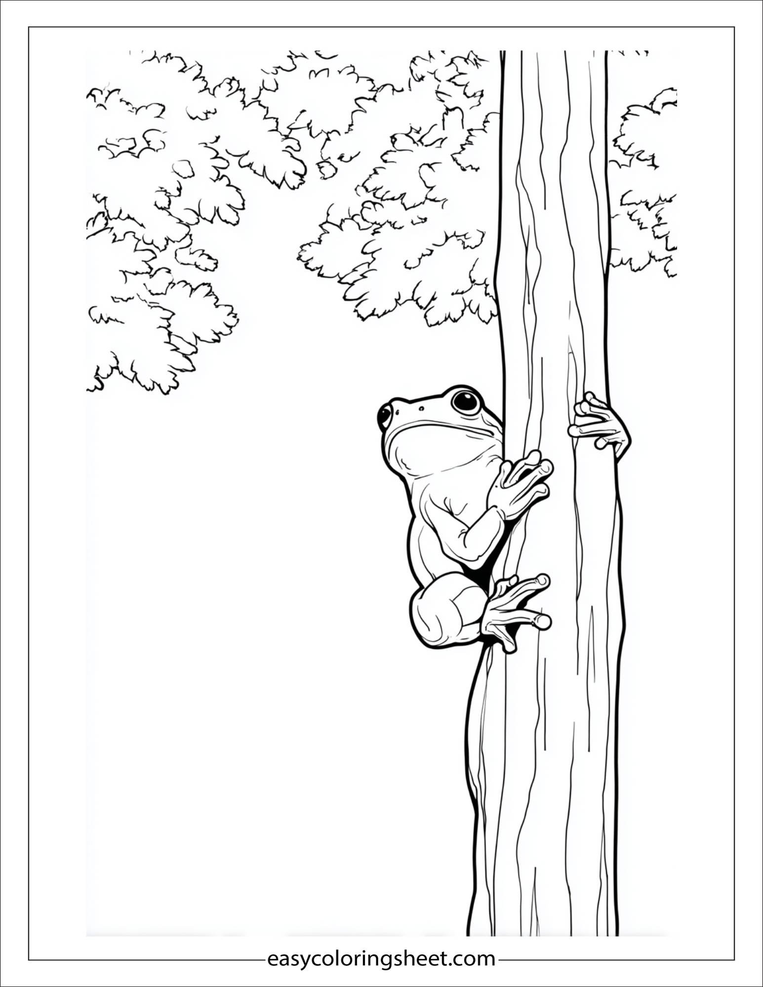 Frog climbing tree
