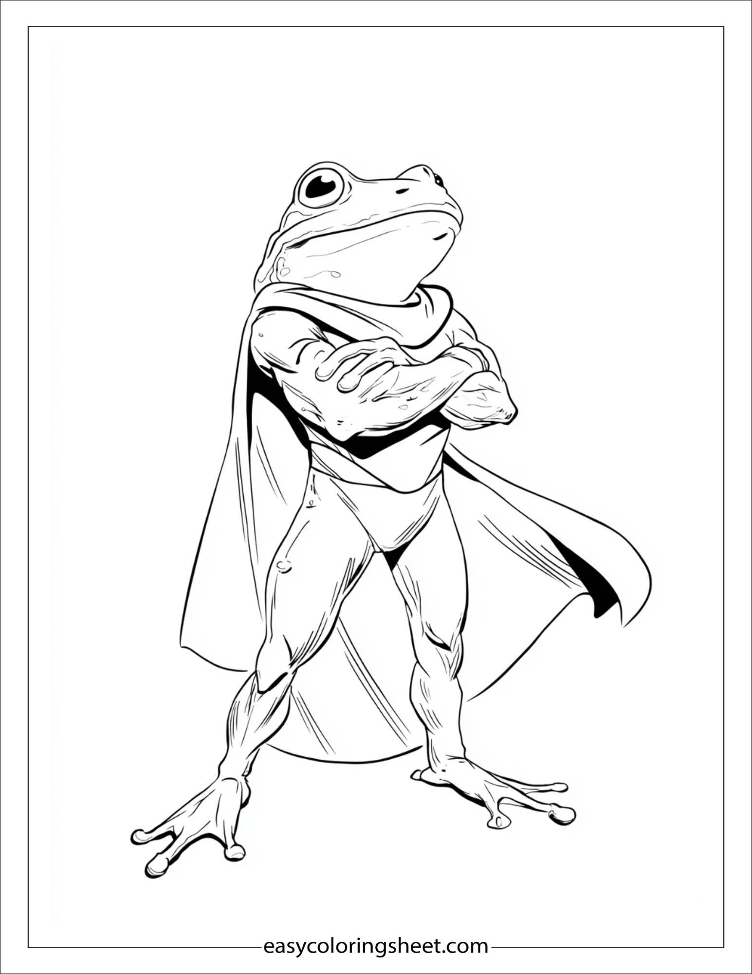 Frog dressing as superhero