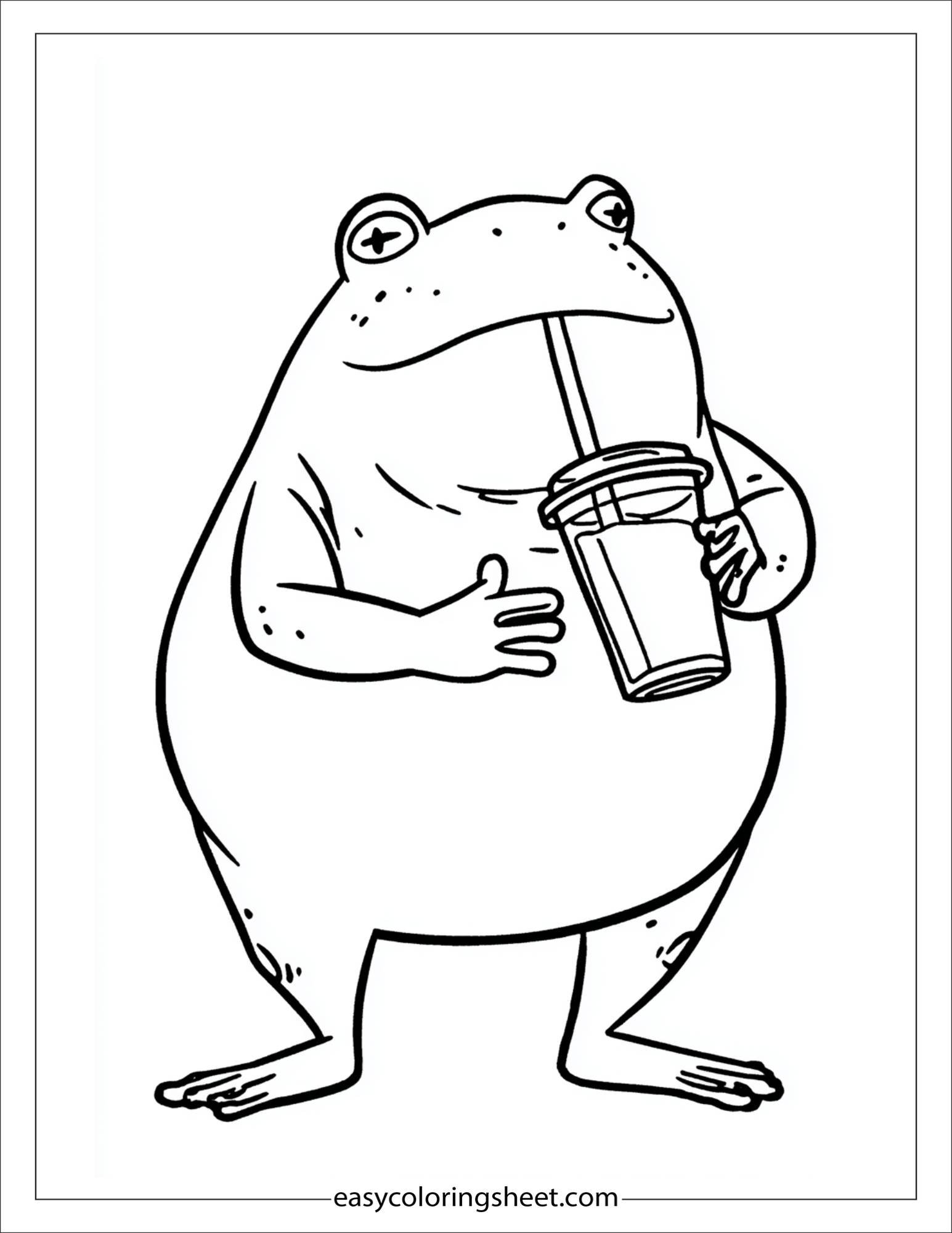 Frog drinking juice