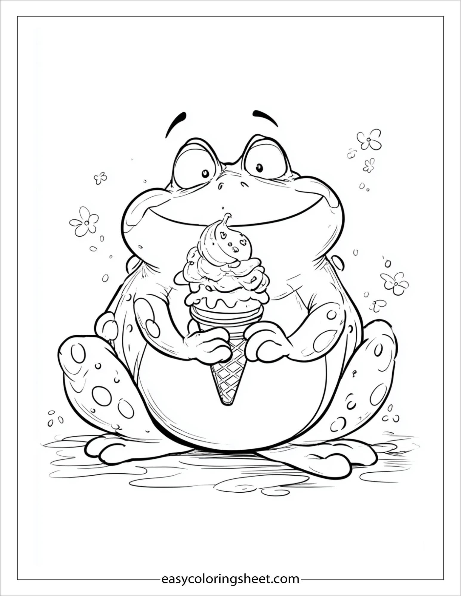 Frog eating ice cream