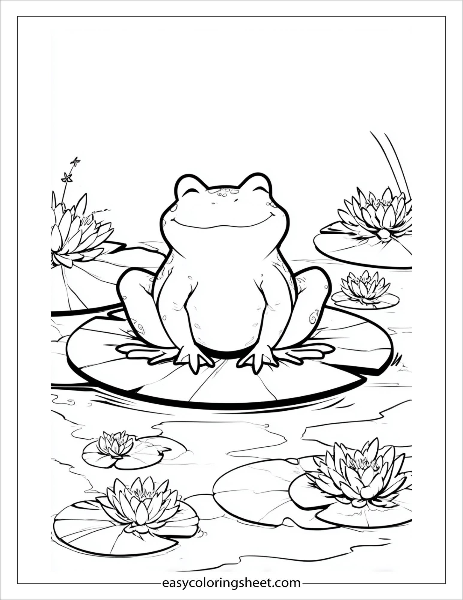 Frog floating on lily pad
