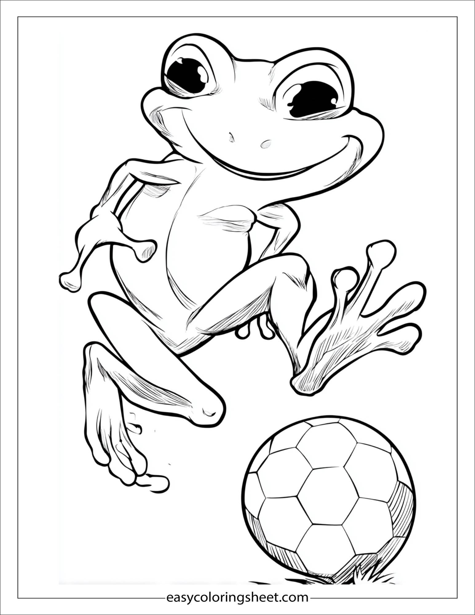 Frog playing soccer