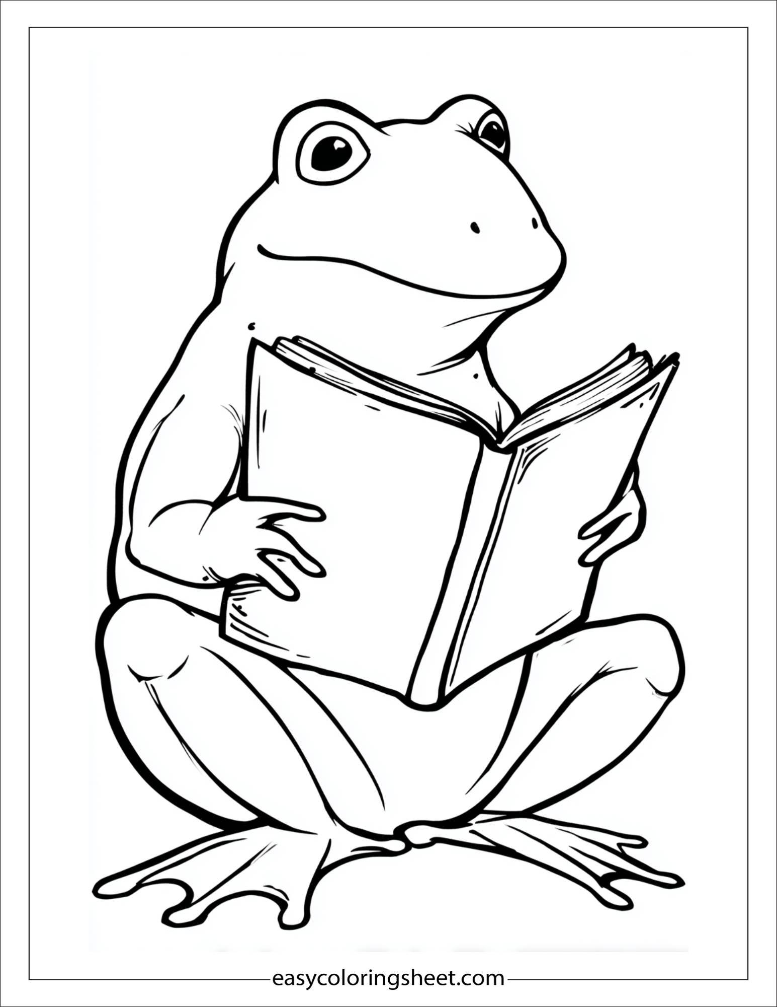 Frog reading a book