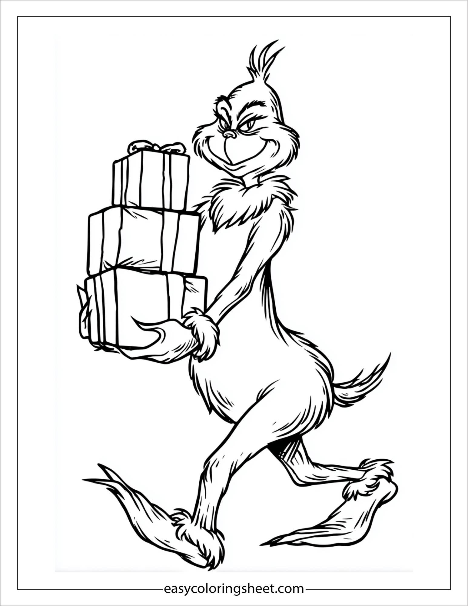 Grinch carrying gifts