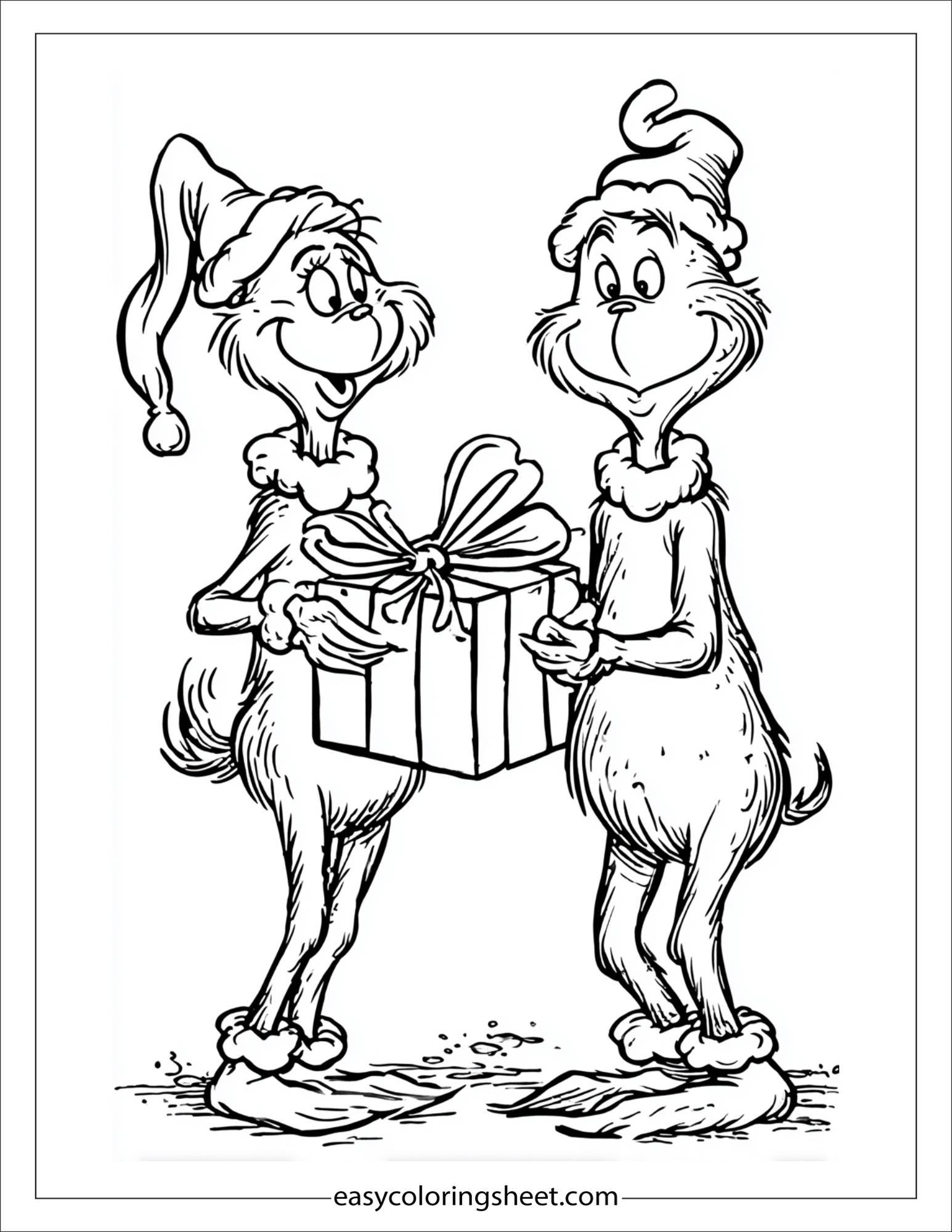 Grinch giving a present