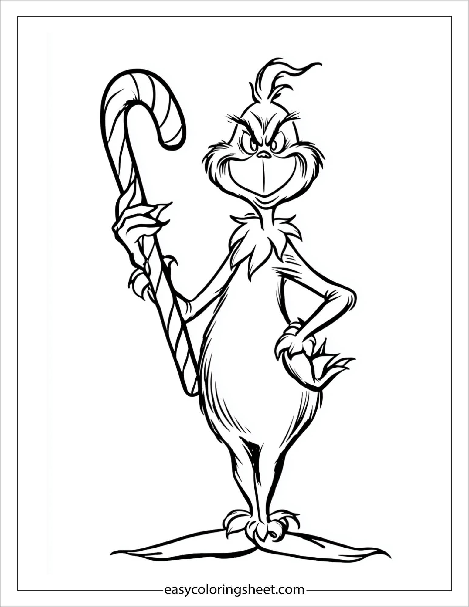 Grinch holding a candy cane
