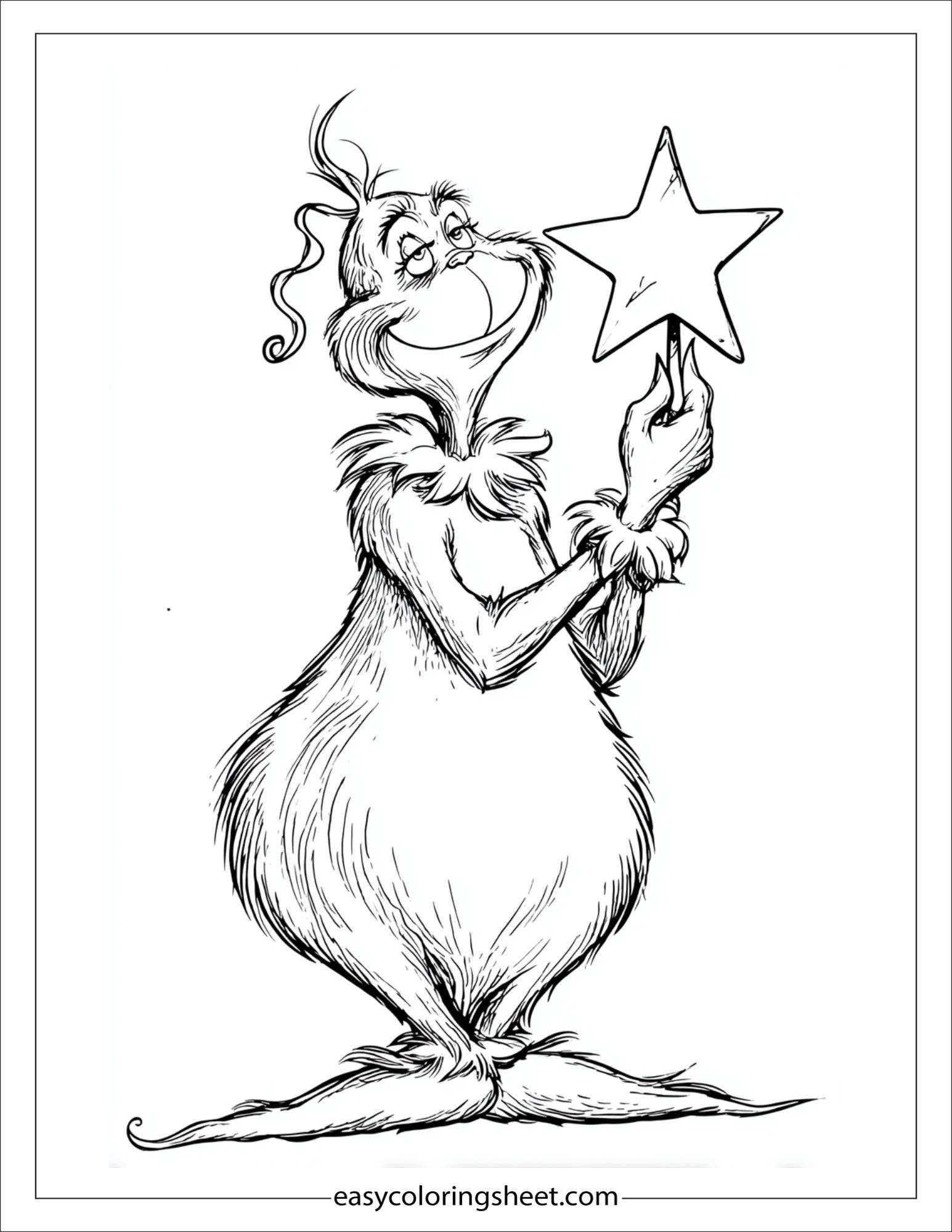 Grinch holding a star