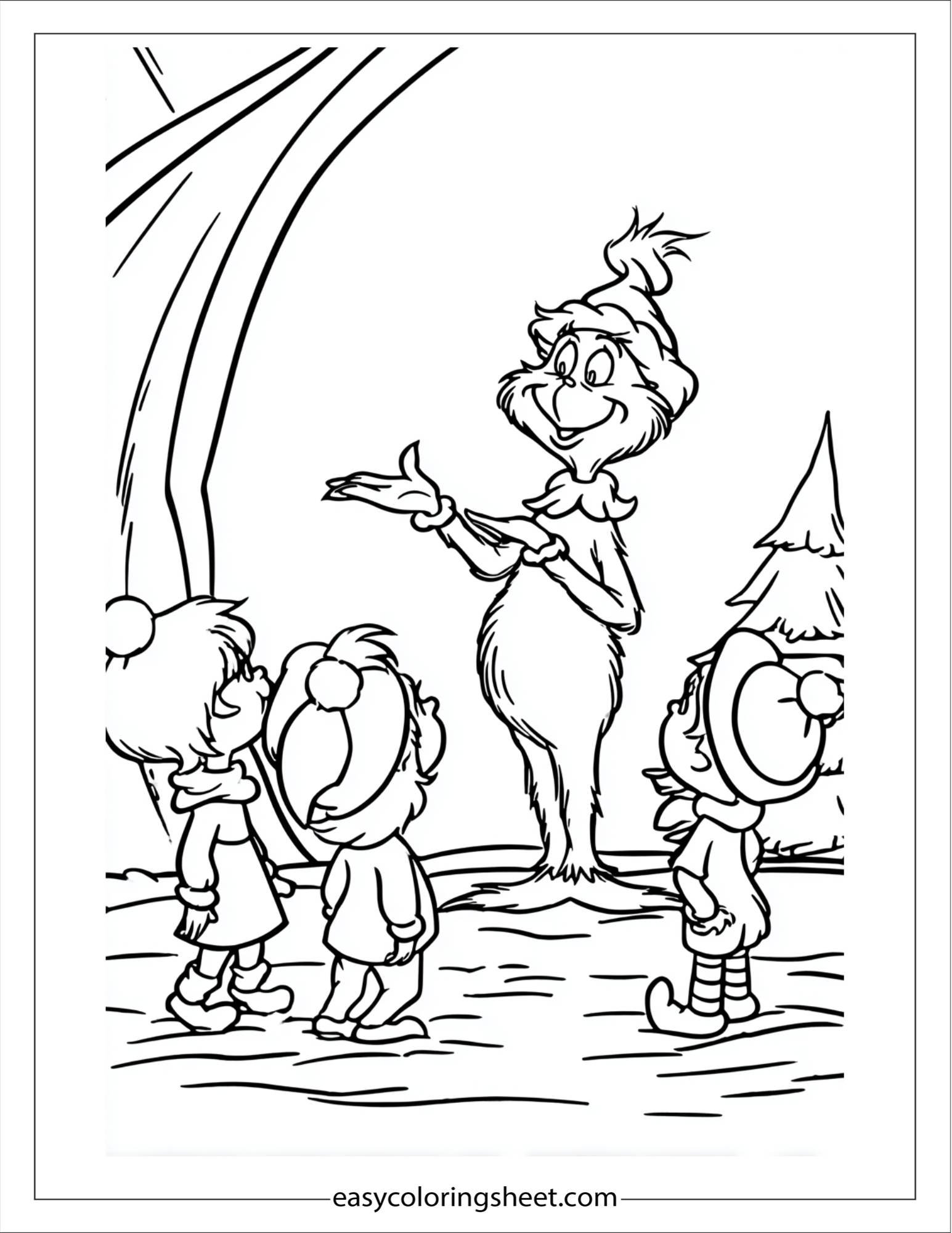 Grinch playing with kids