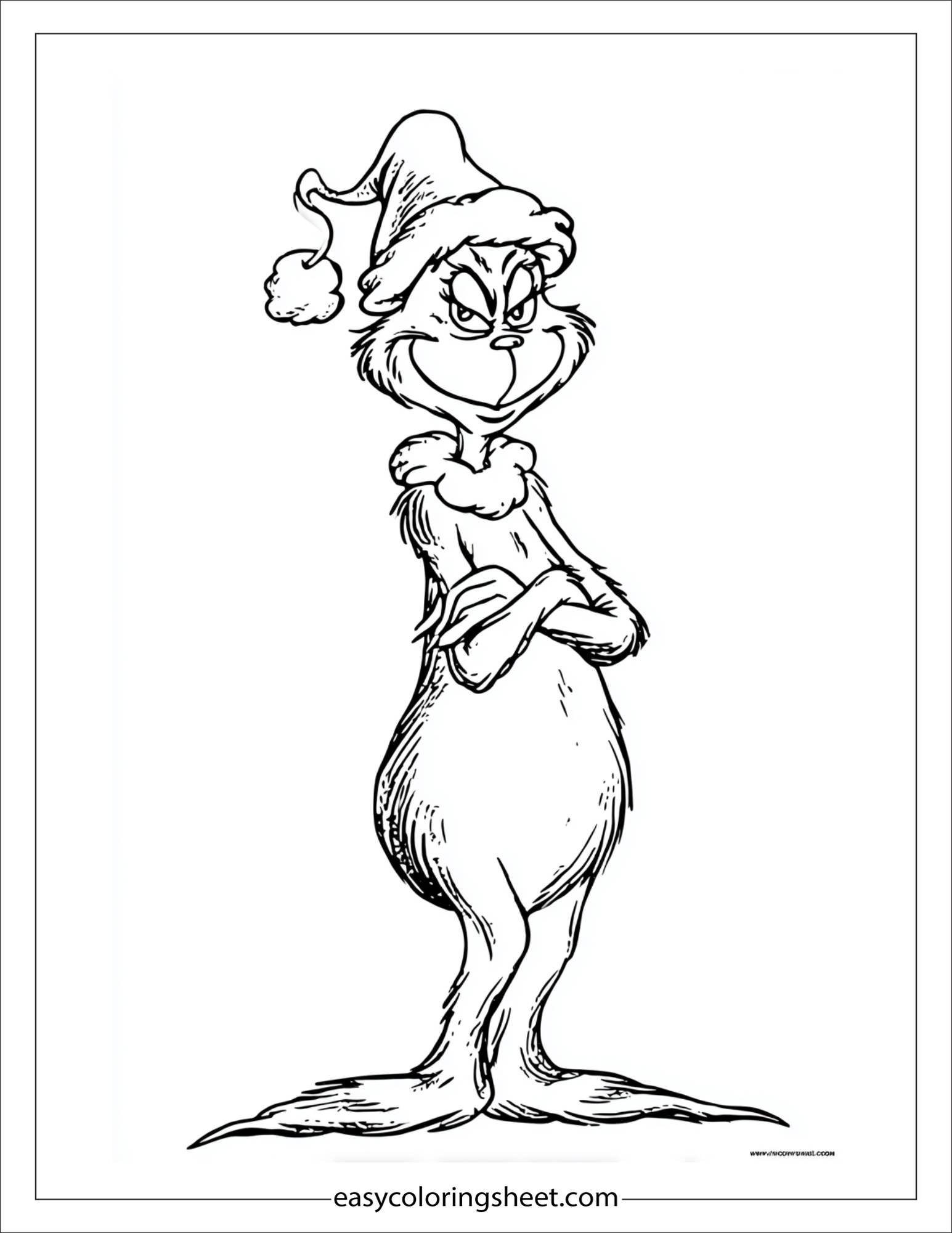 Grinch wearing a Santa hat