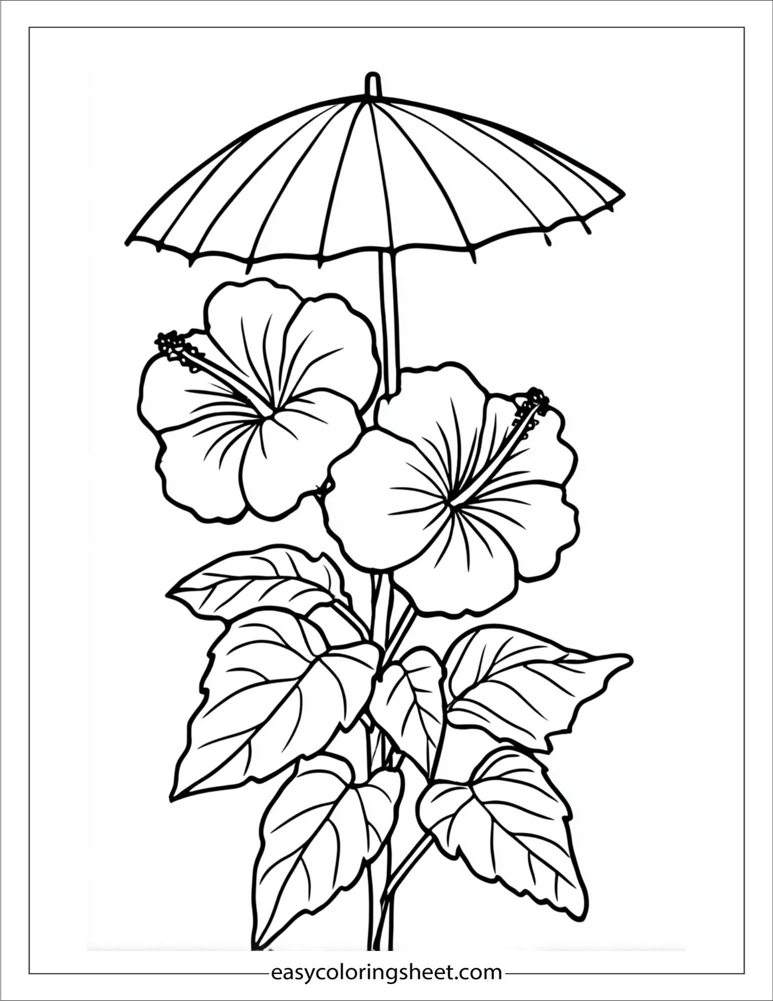 Hibiscus Holding Umbrella