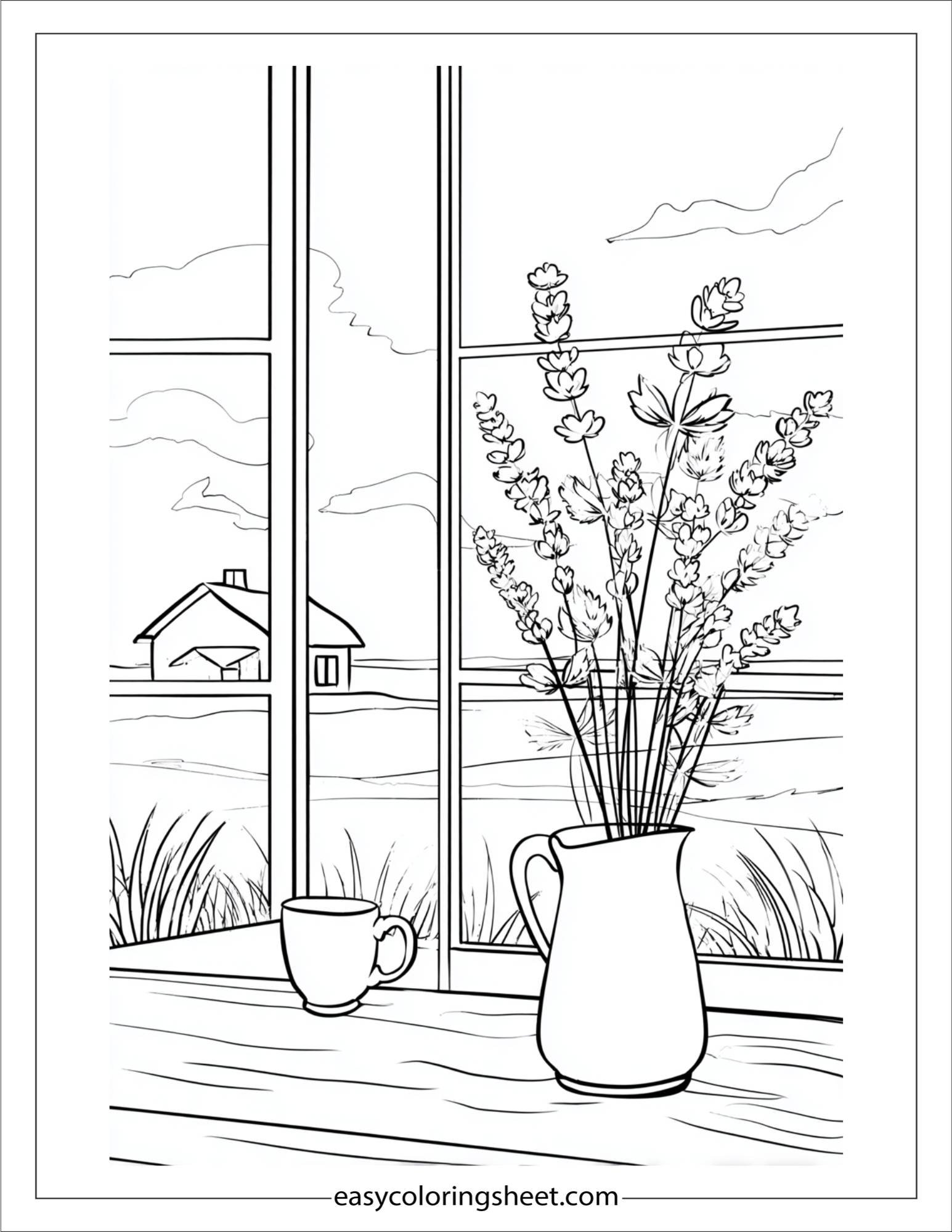 Lavender near cottage window