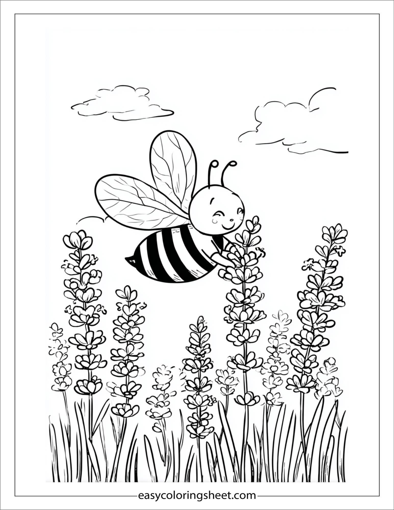 Lavender with smiling bee