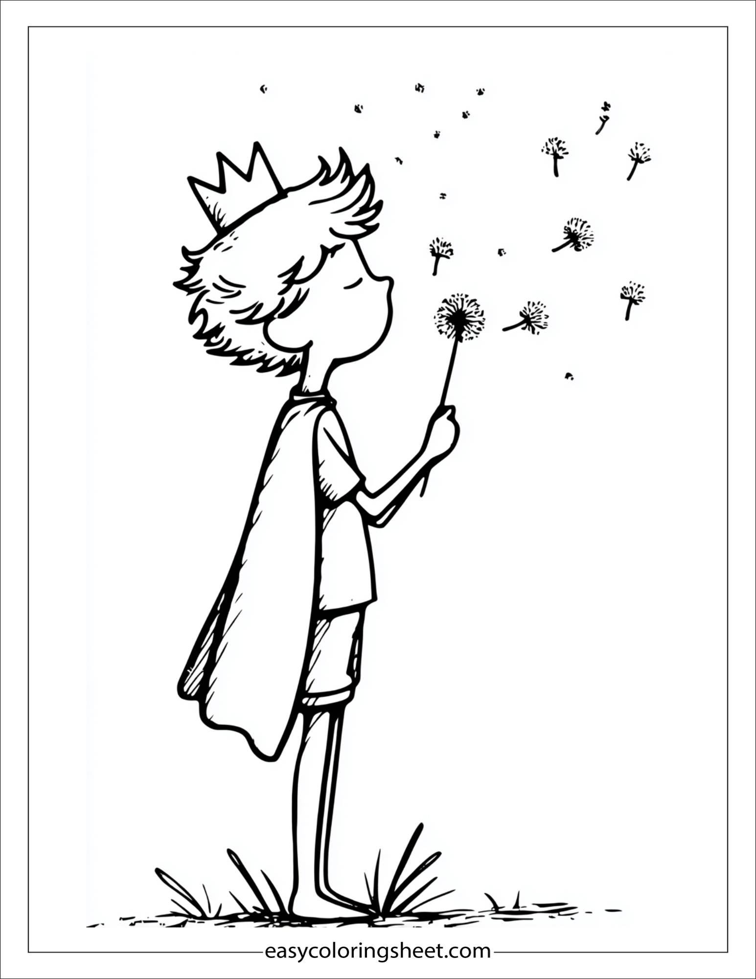 Little Prince blowing dandelions
