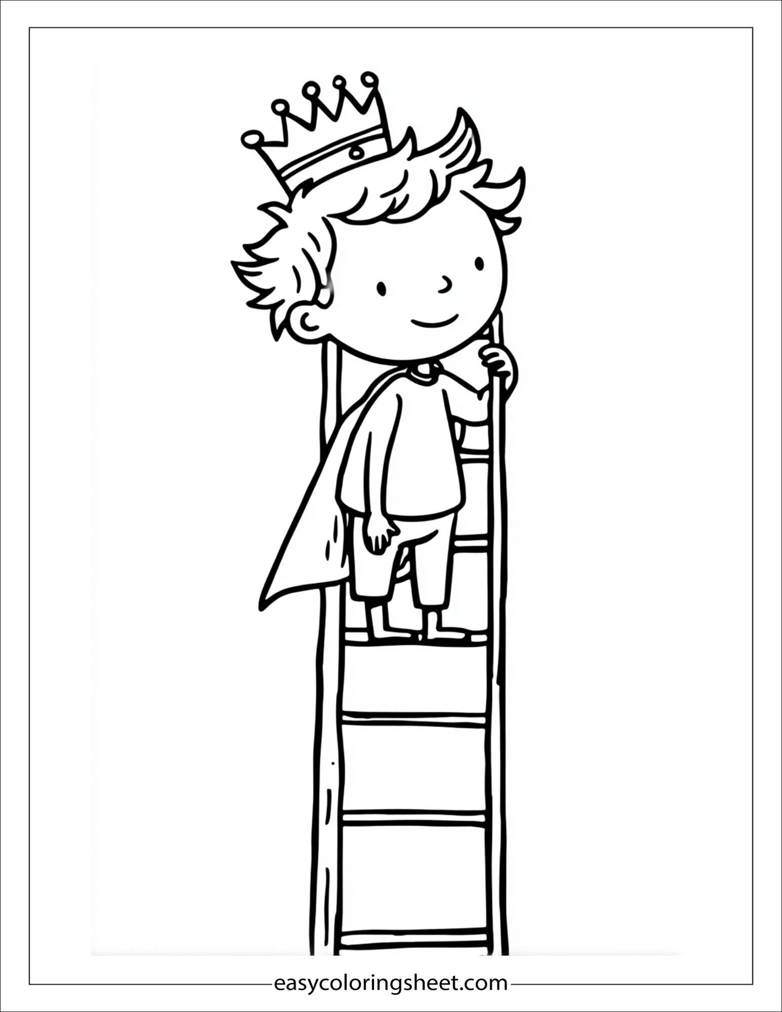 Little Prince climbing a ladder to space