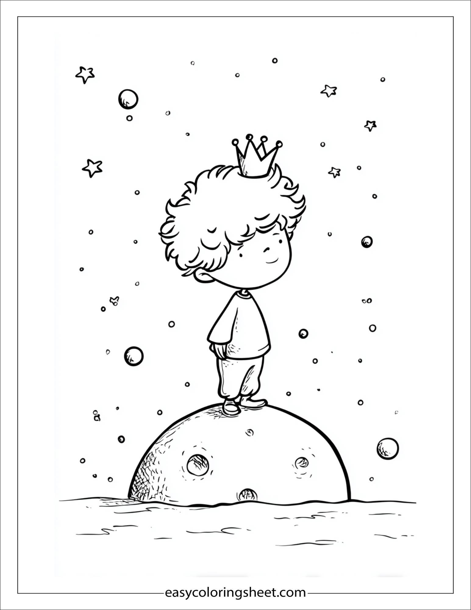 Little Prince exploring an asteroid