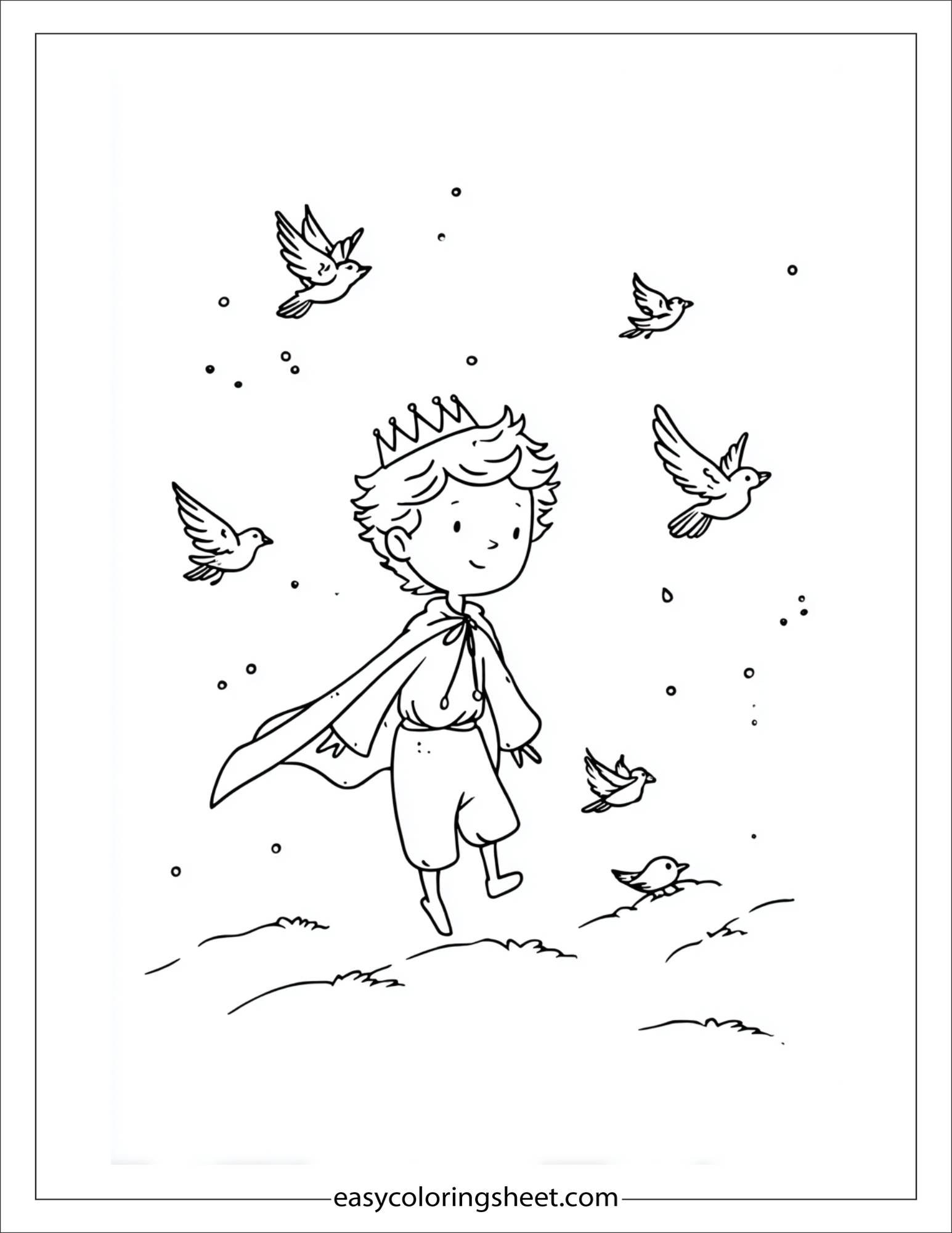 Little Prince flying with birds