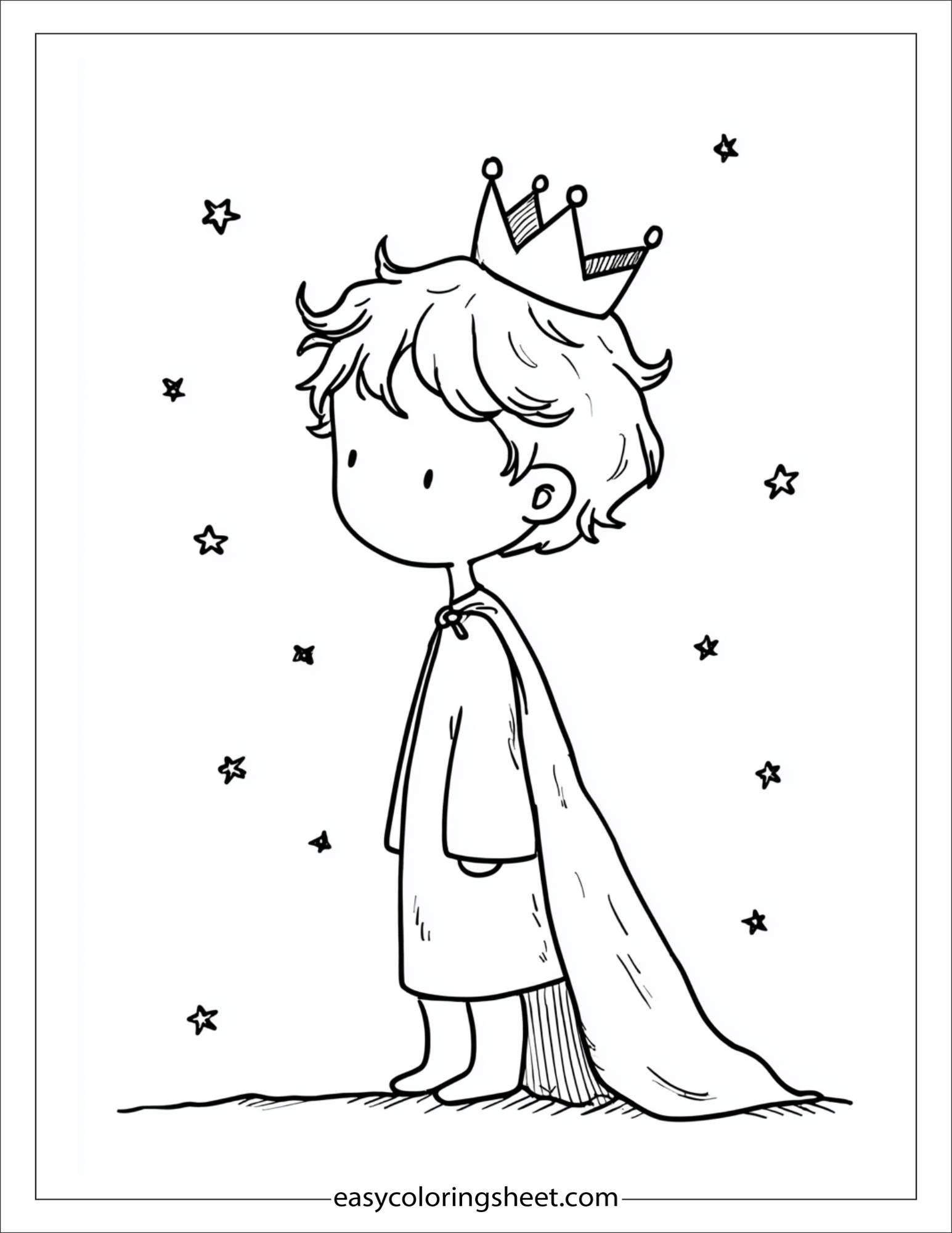 Little Prince gazing at stars