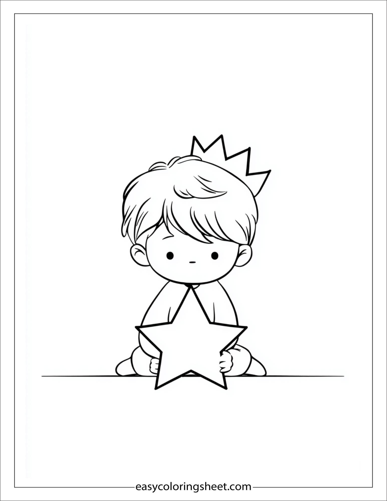 Little Prince hiding behind a star