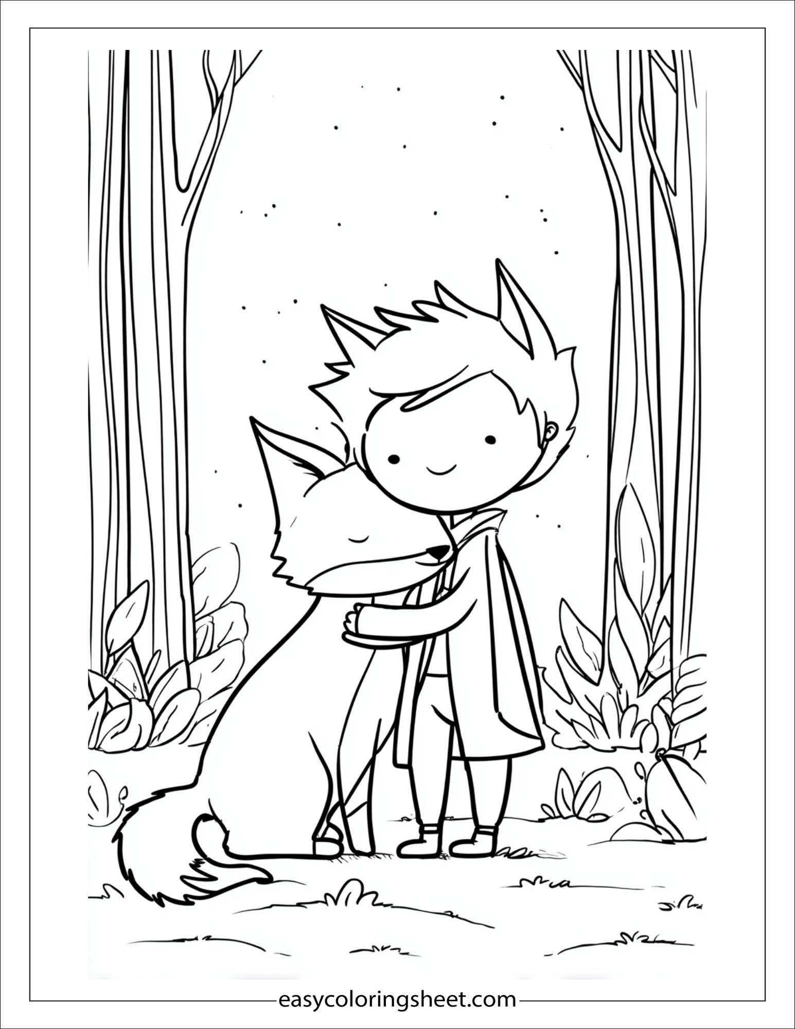 Little Prince hugging the fox