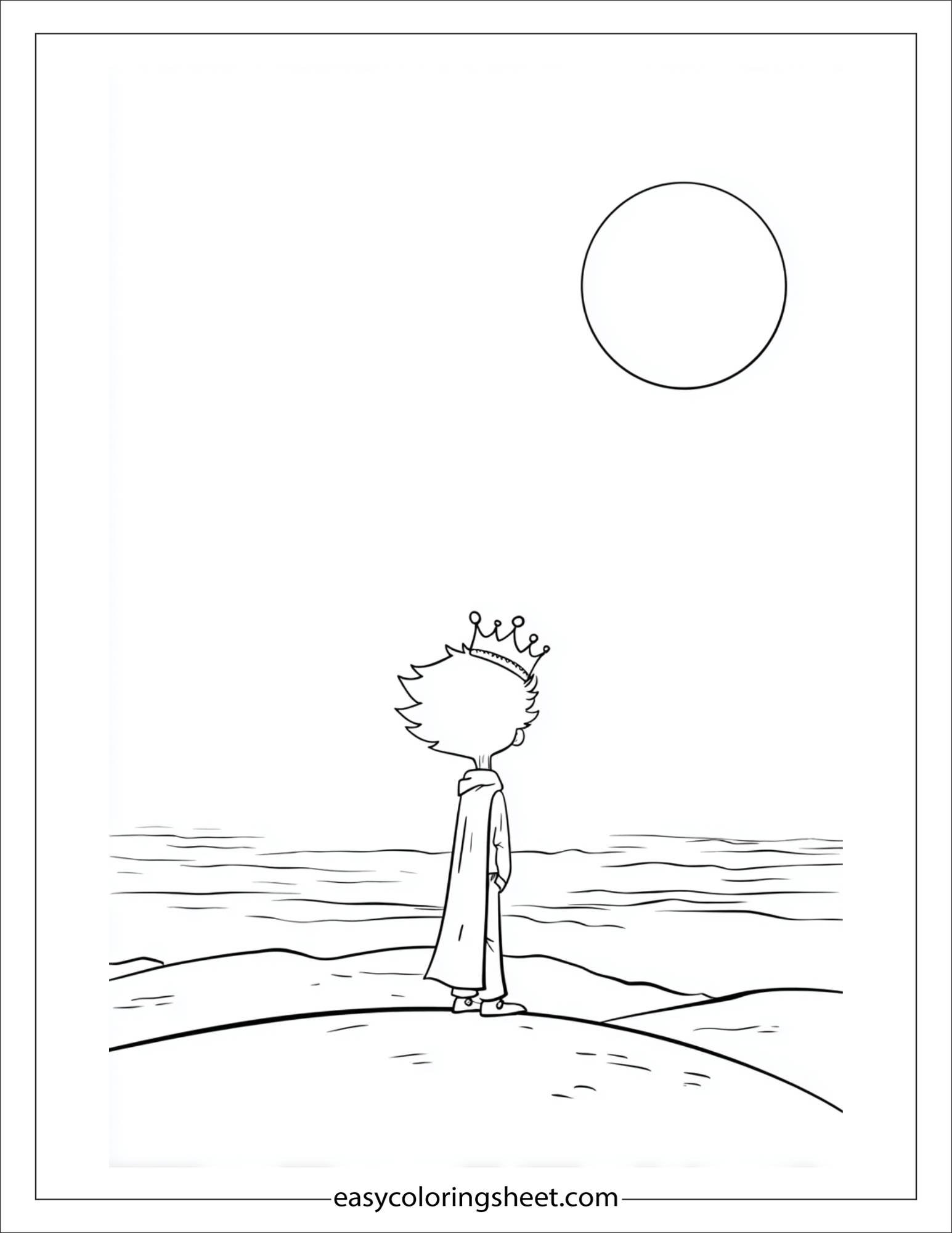 Little Prince looking at a sunset