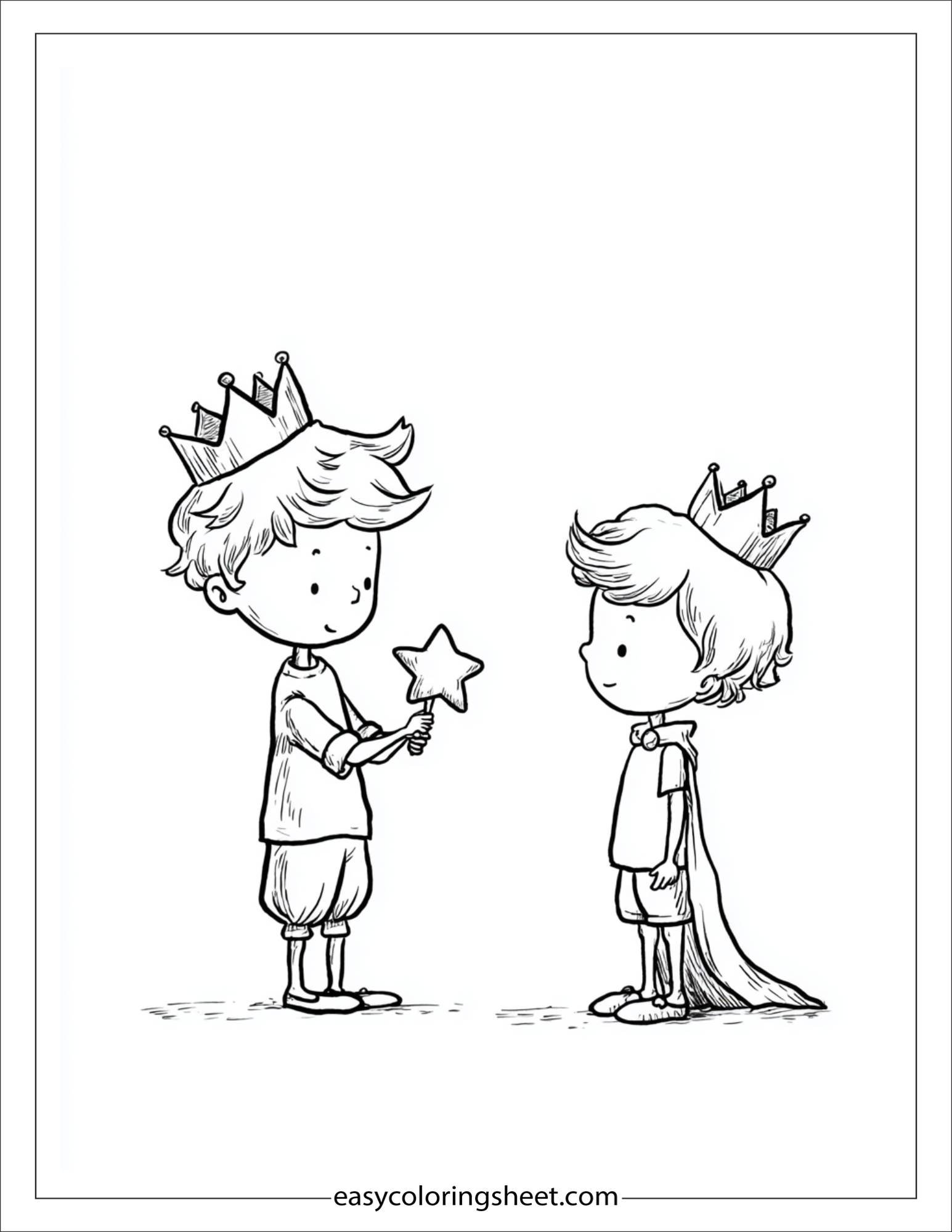 Little Prince offering a star to friend