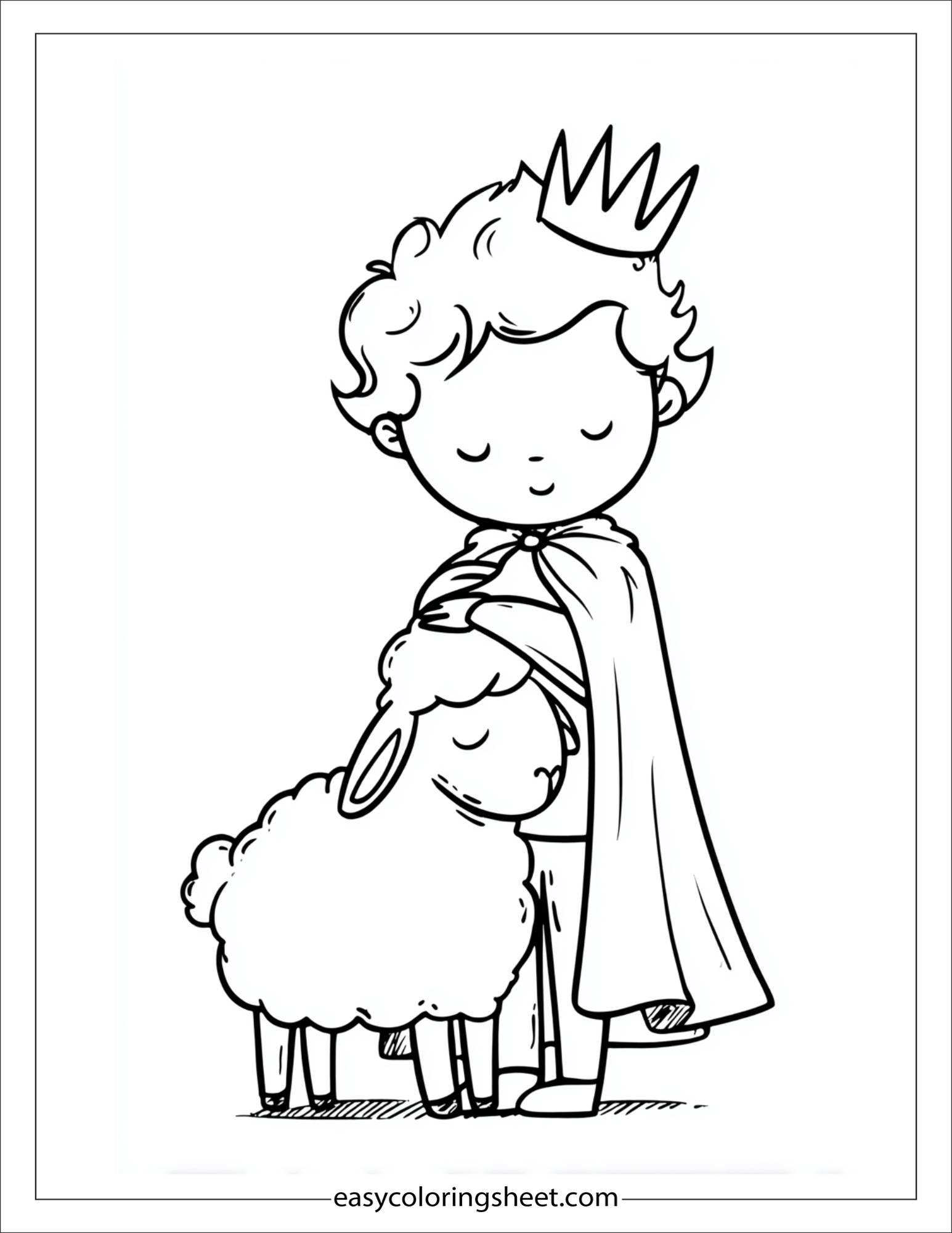 Little Prince petting a sheep