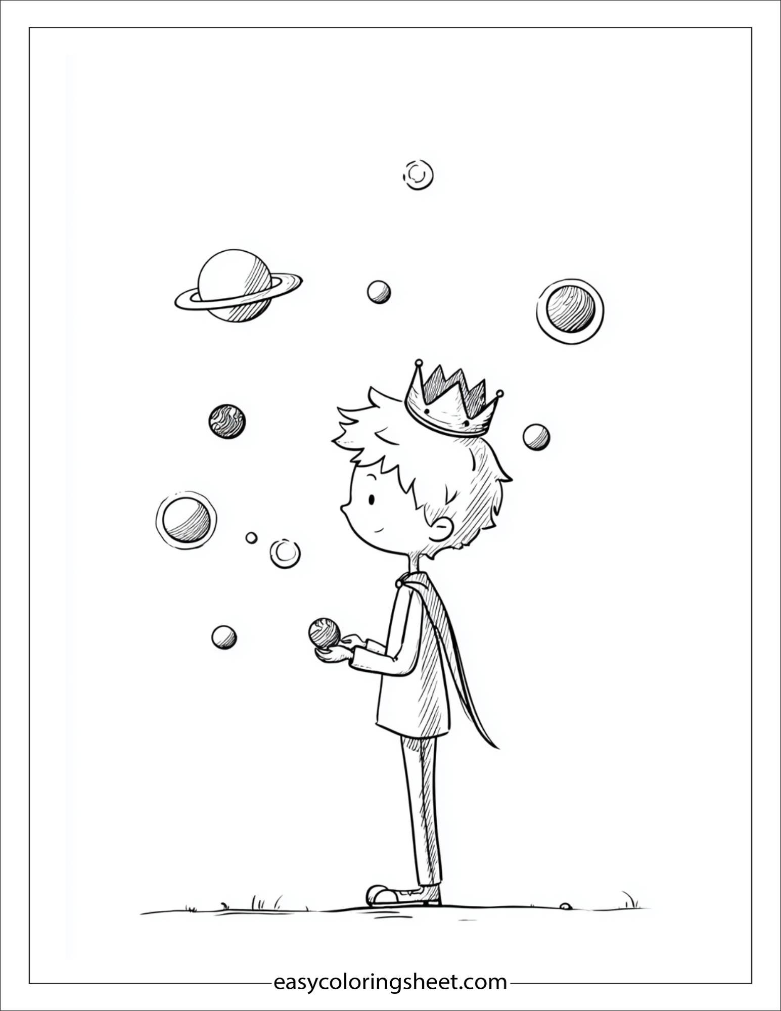 Little Prince playing with planets
