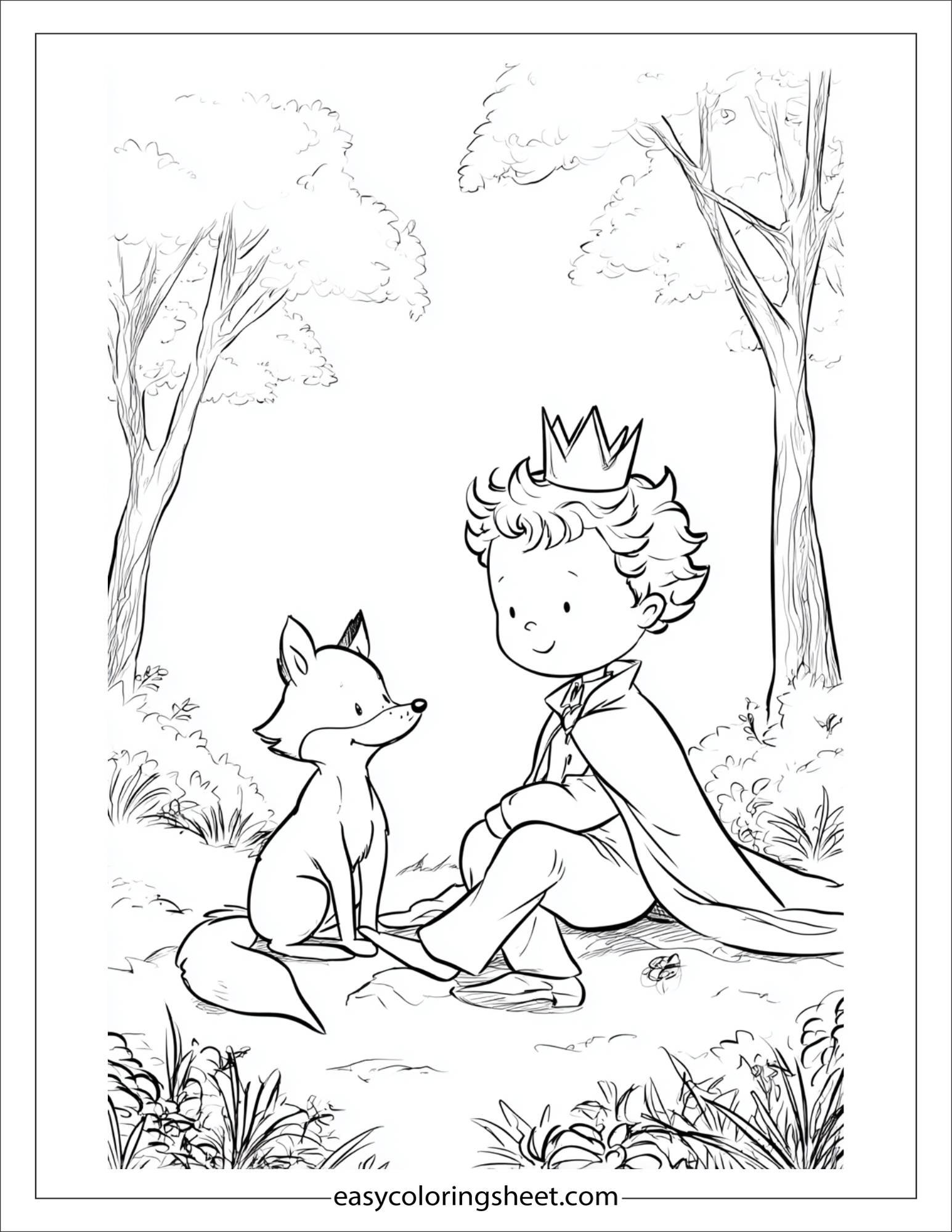 Little Prince sharing a story with fox