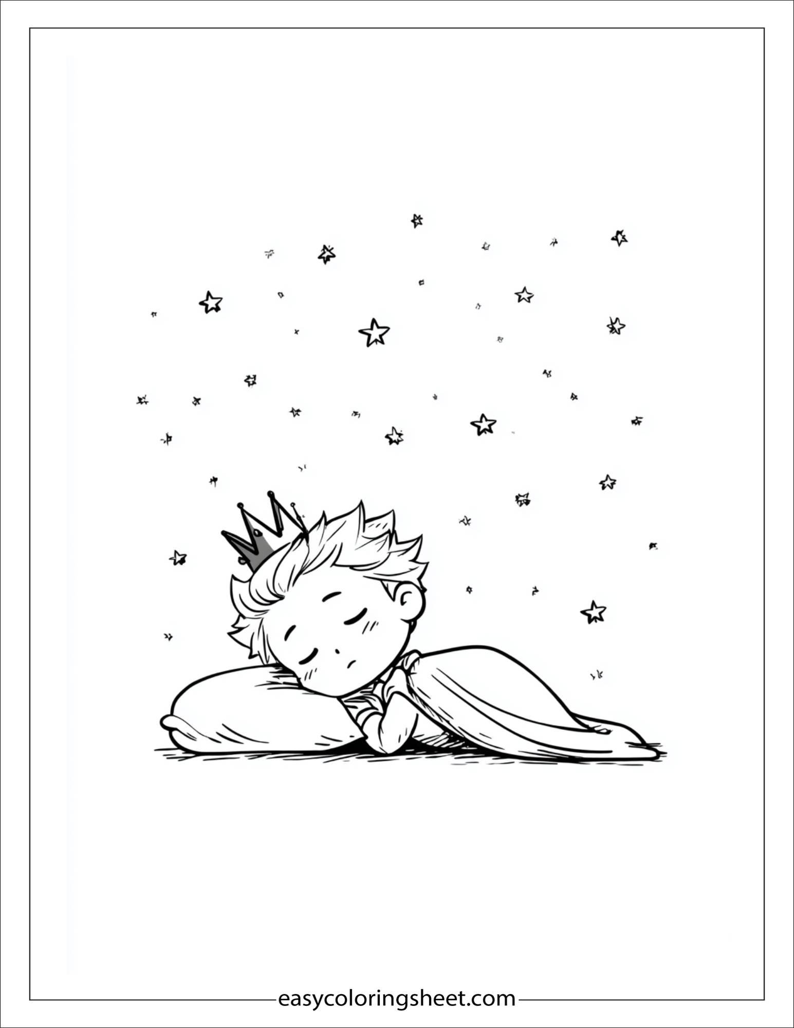 Little Prince sleeping under the stars