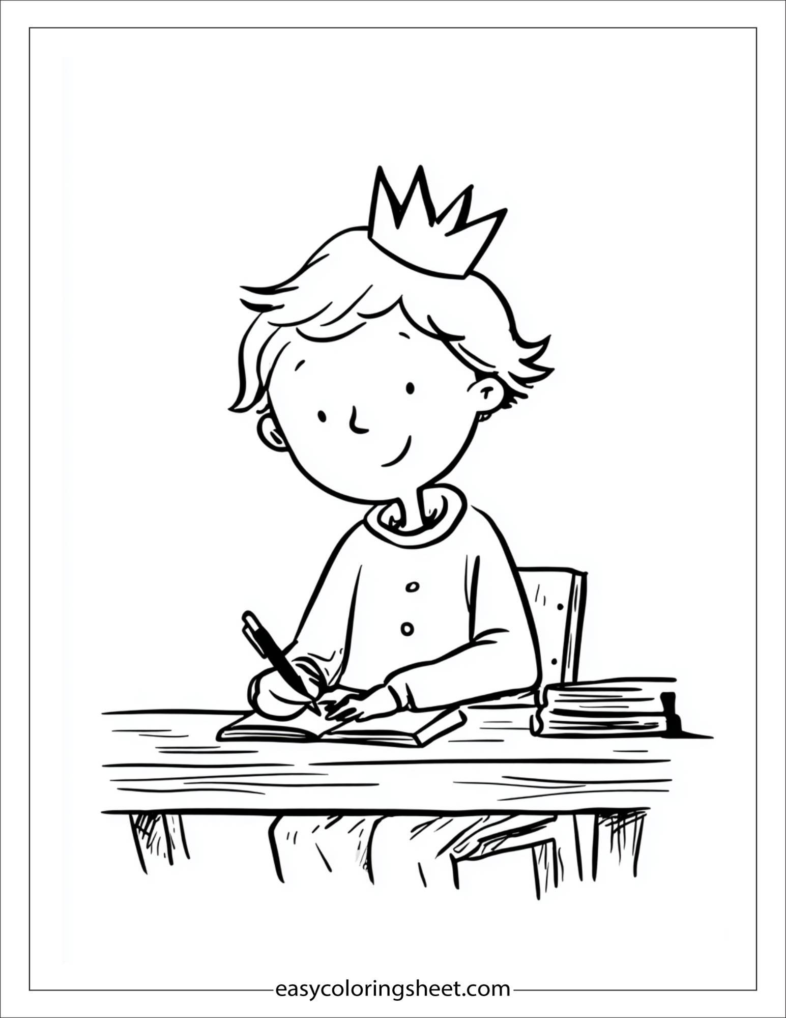 Little Prince writing in a notebook
