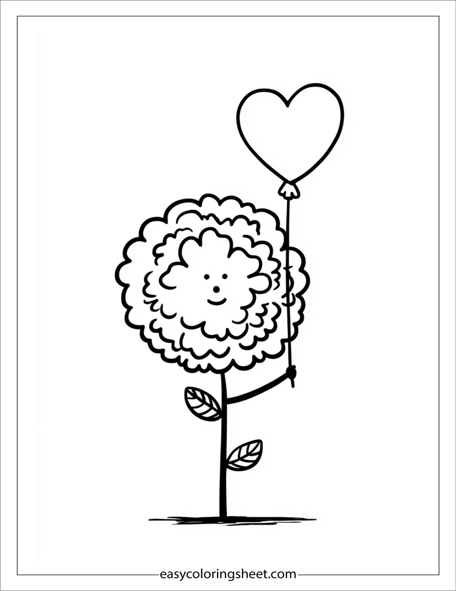 Marigold holding heart balloon