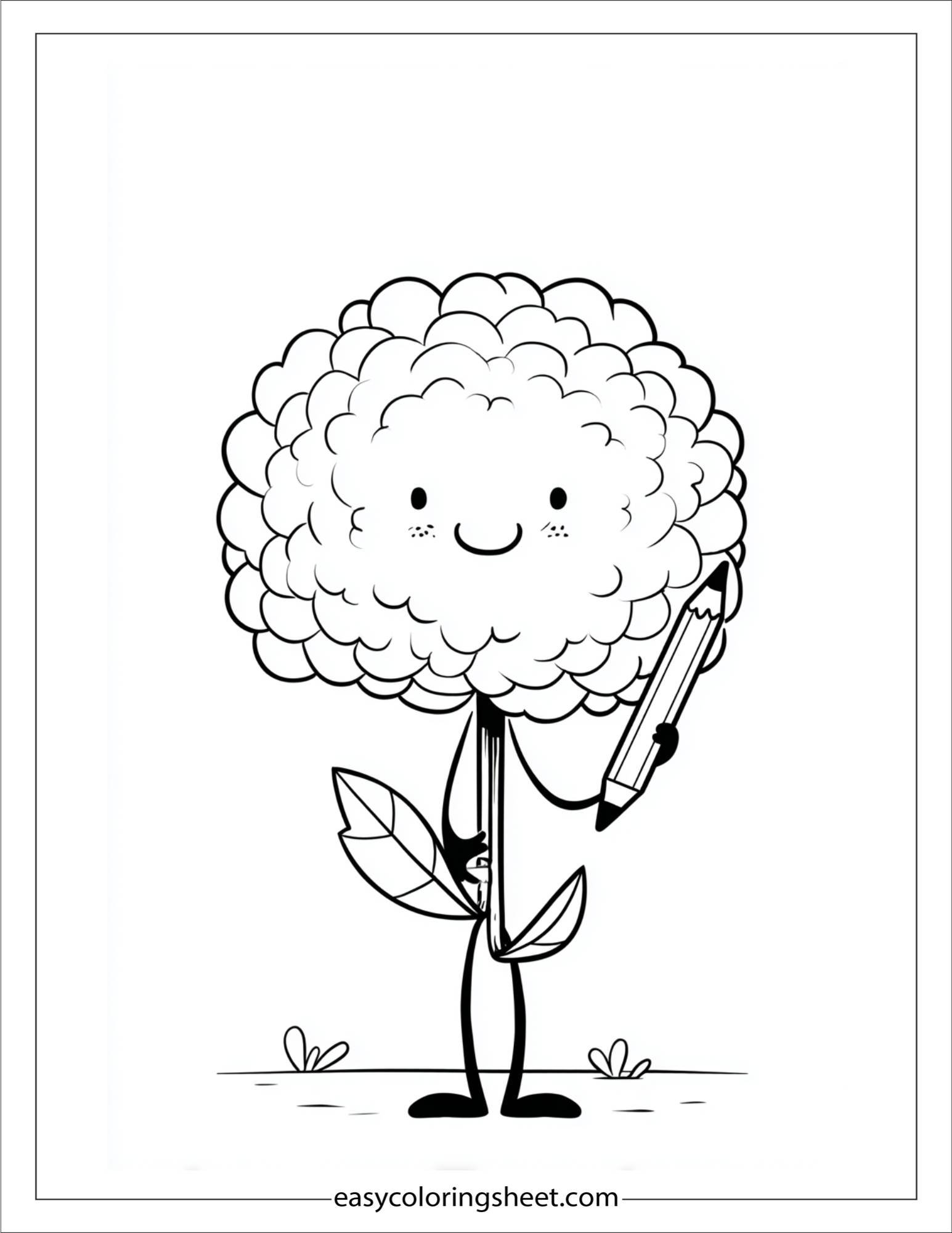 Marigold holding pencil