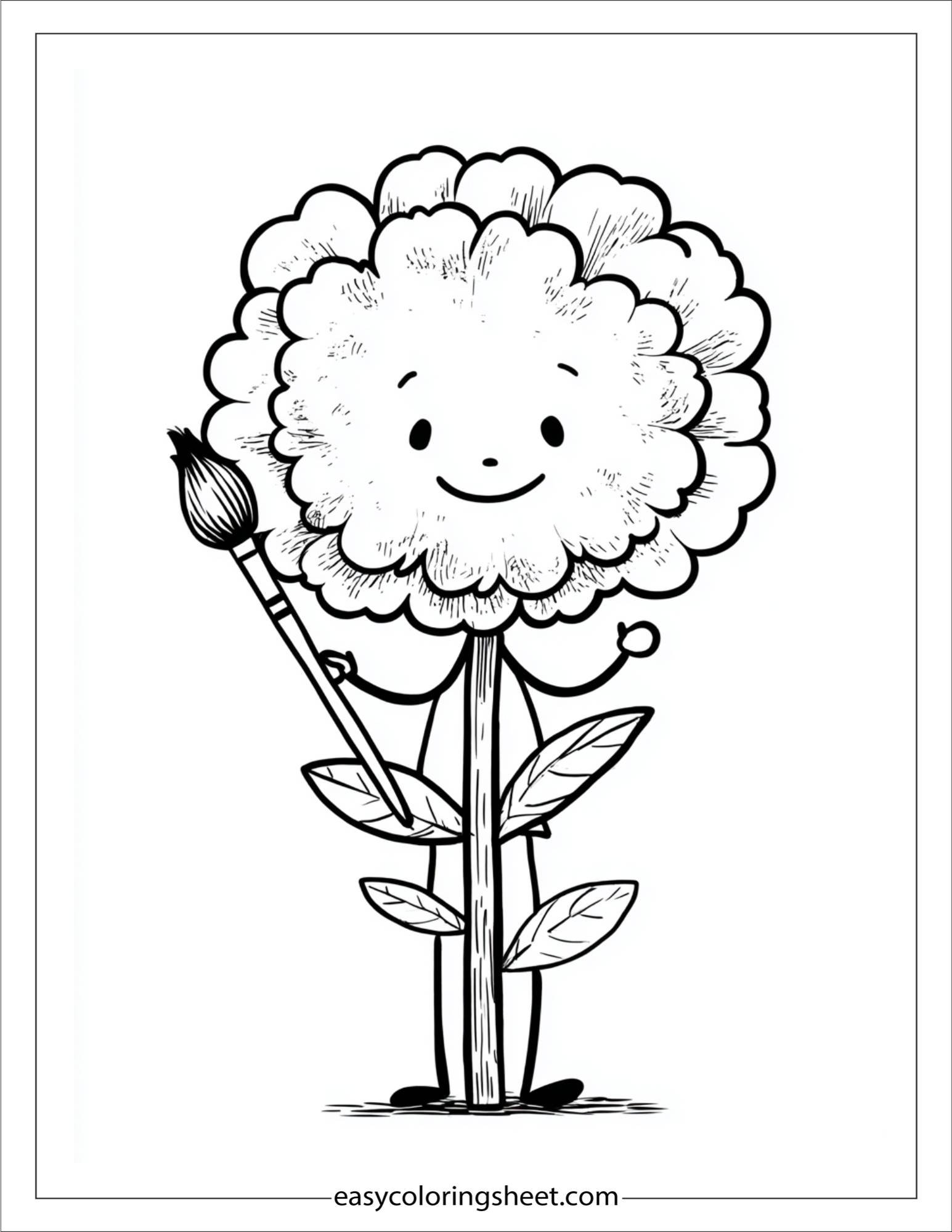 Marigold with paintbrush