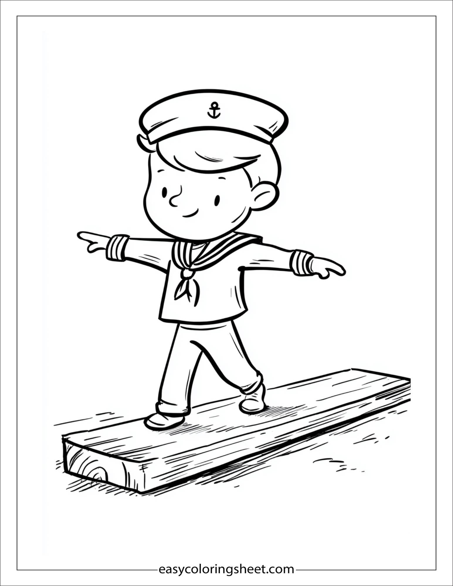 Sailor balancing on plank