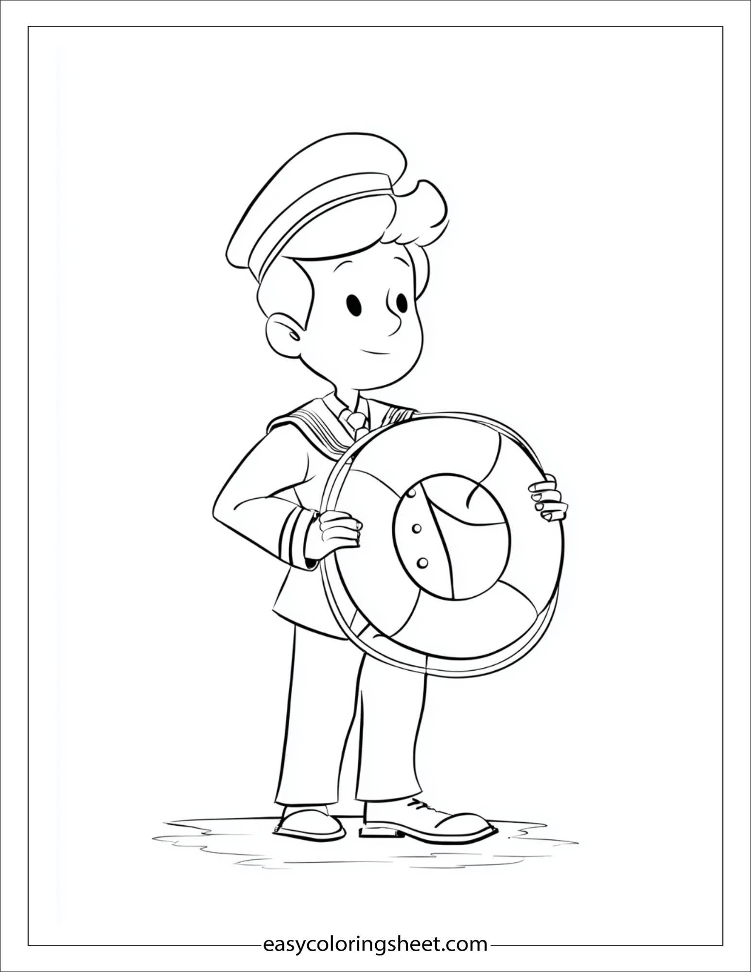 Sailor carrying a lifebuoy
