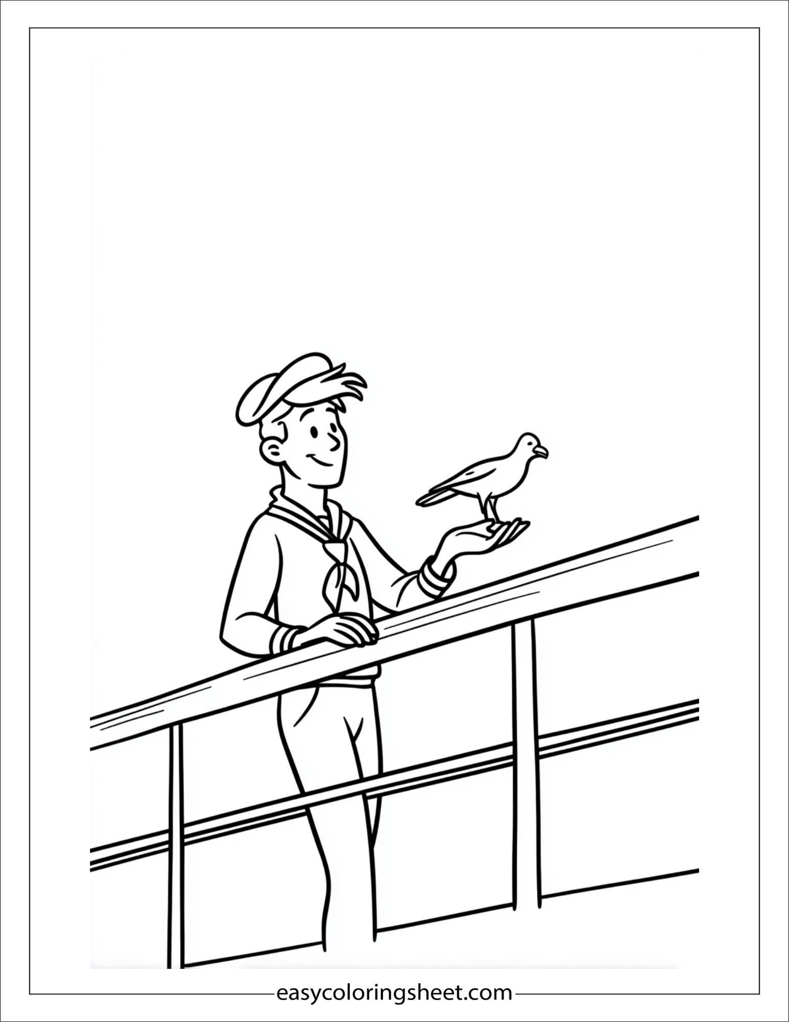 Sailor holding a seagull
