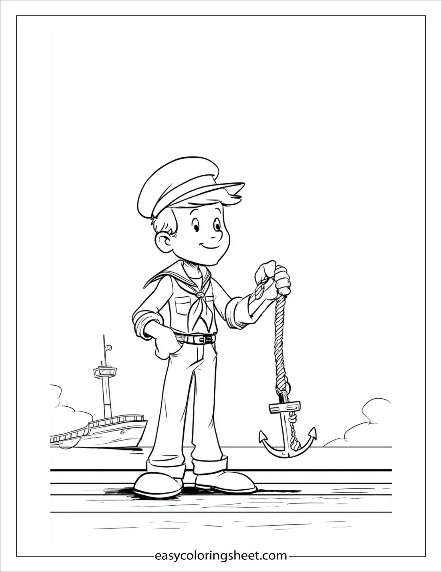Sailor holding anchor rope