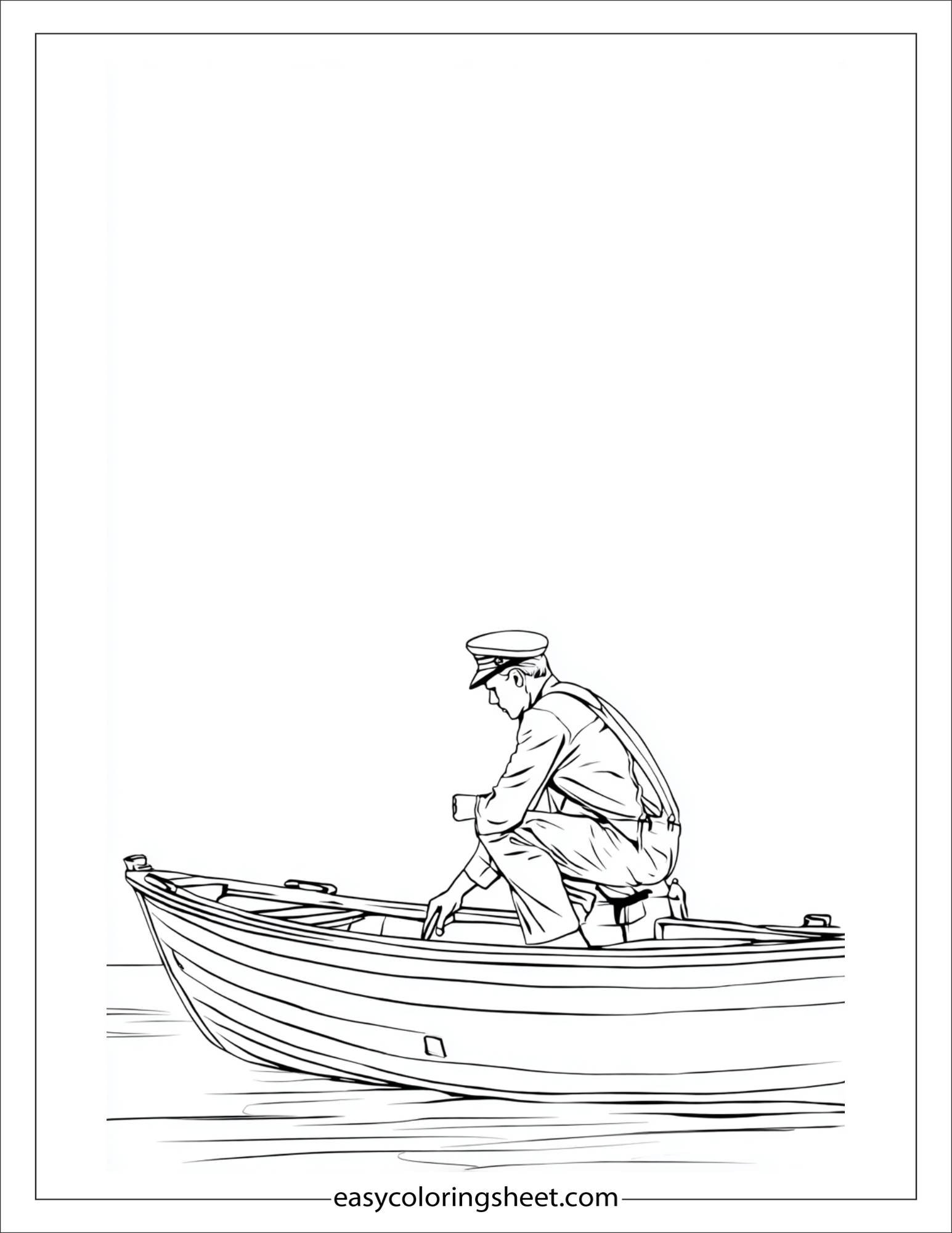 Sailor painting the boat