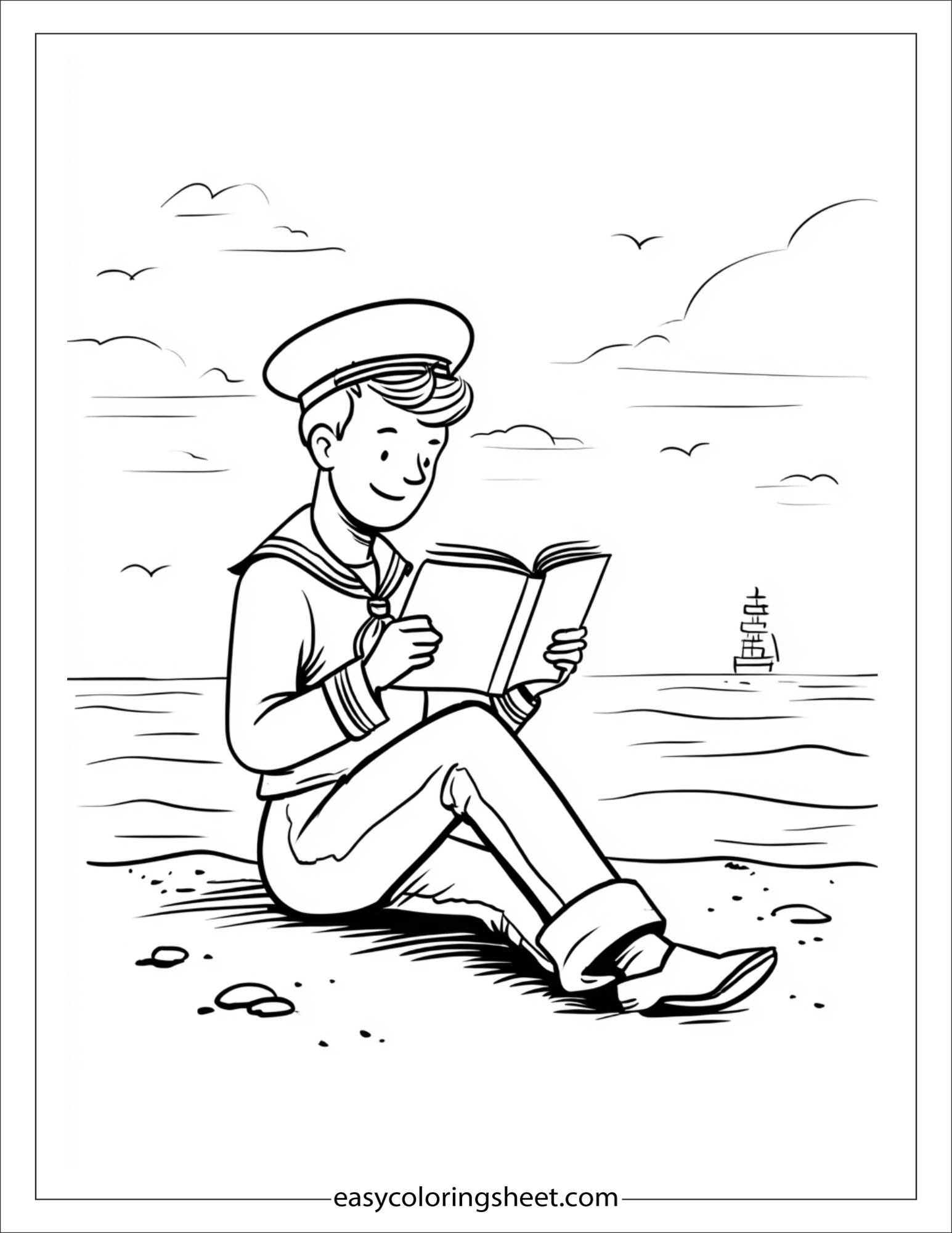 Sailor reading sailor book