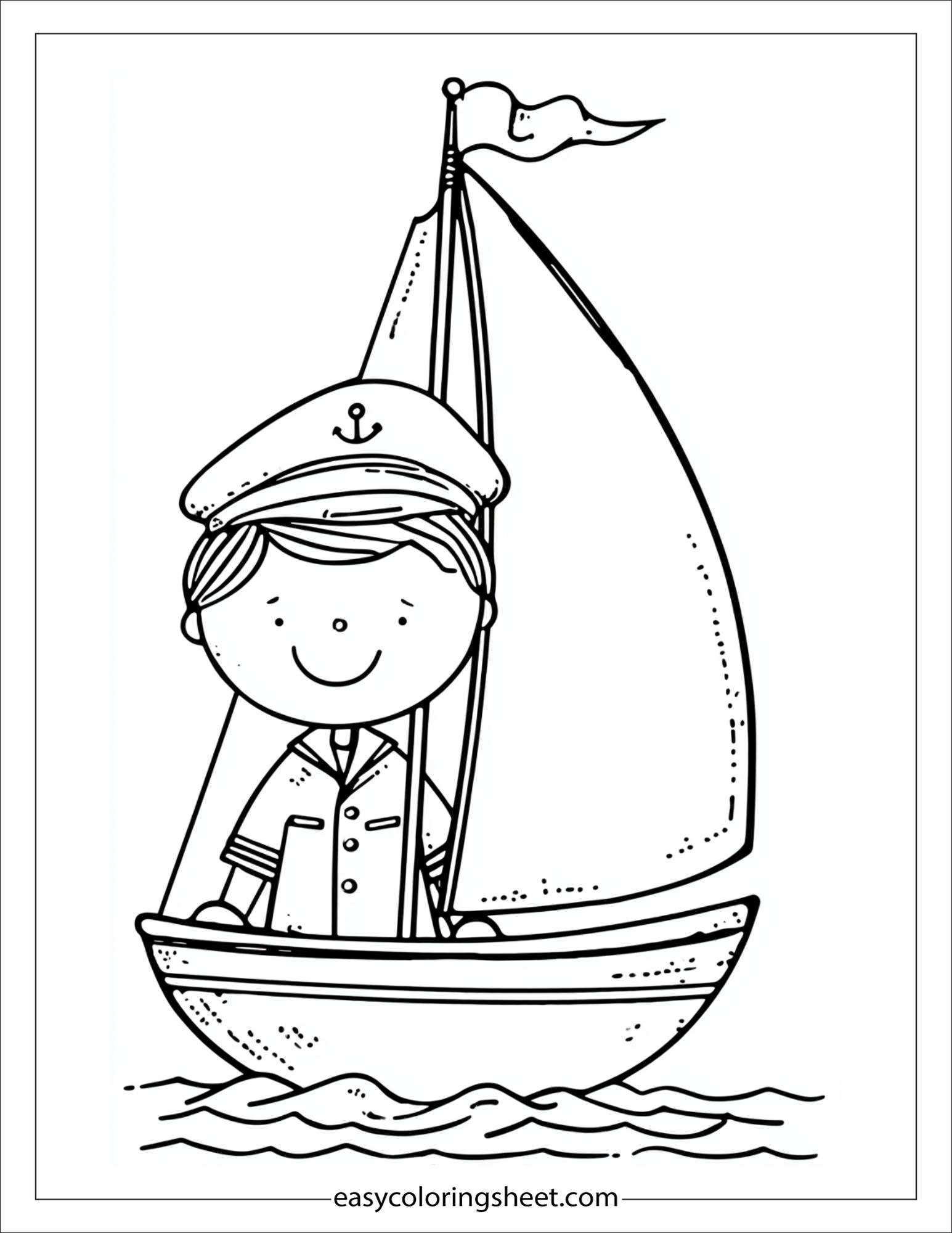 Sailor sailing in wind