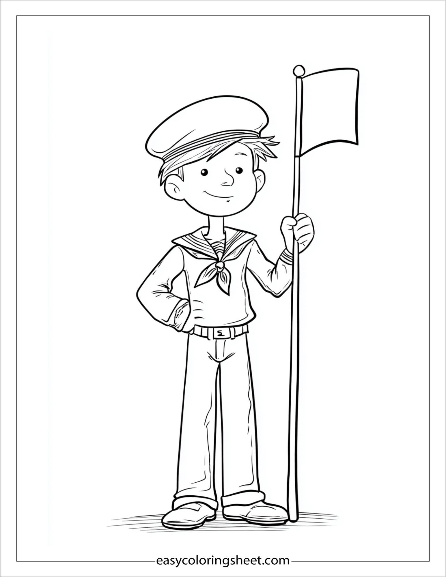 Sailor standing with flag