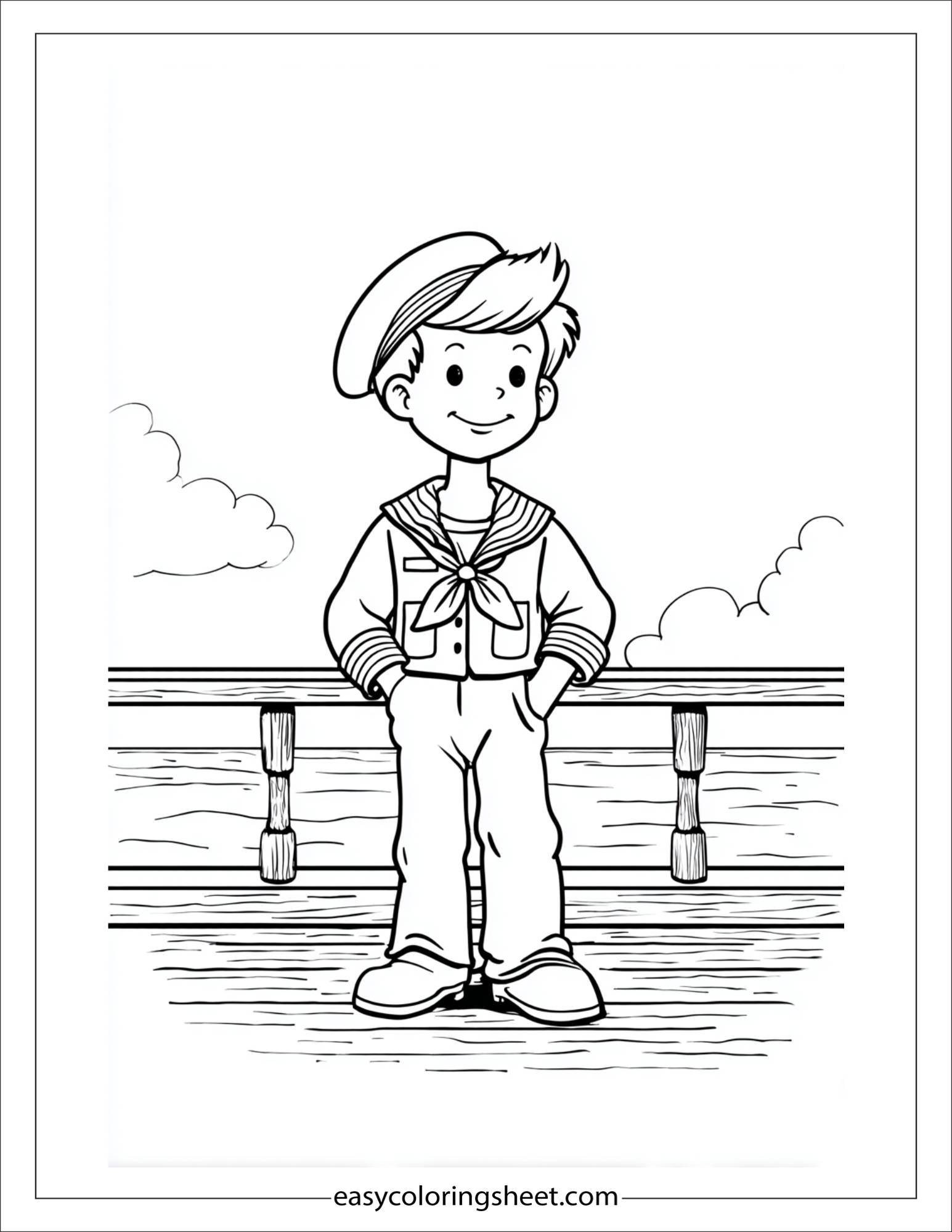 Sailor standing with sea breeze