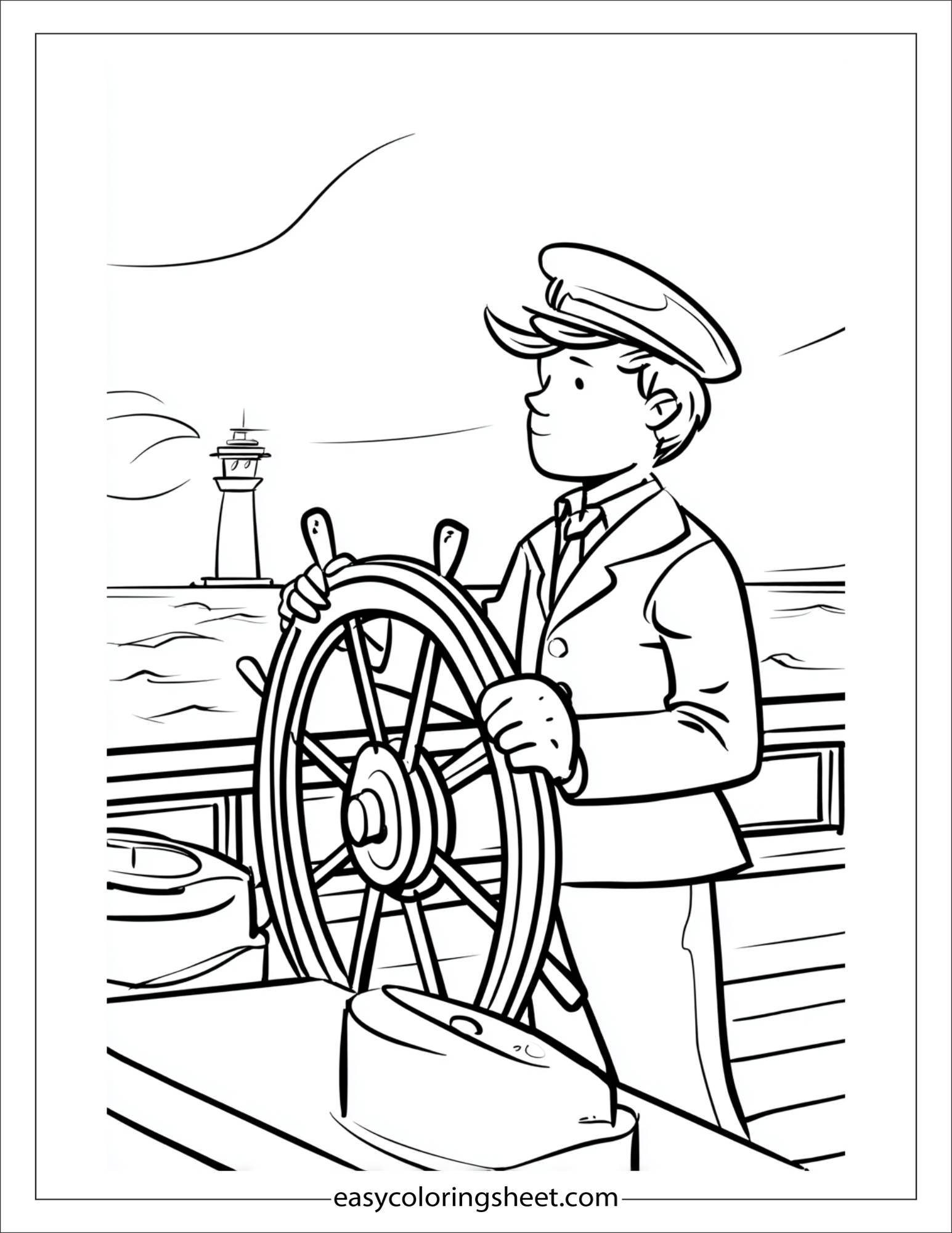 Sailor steering the ship